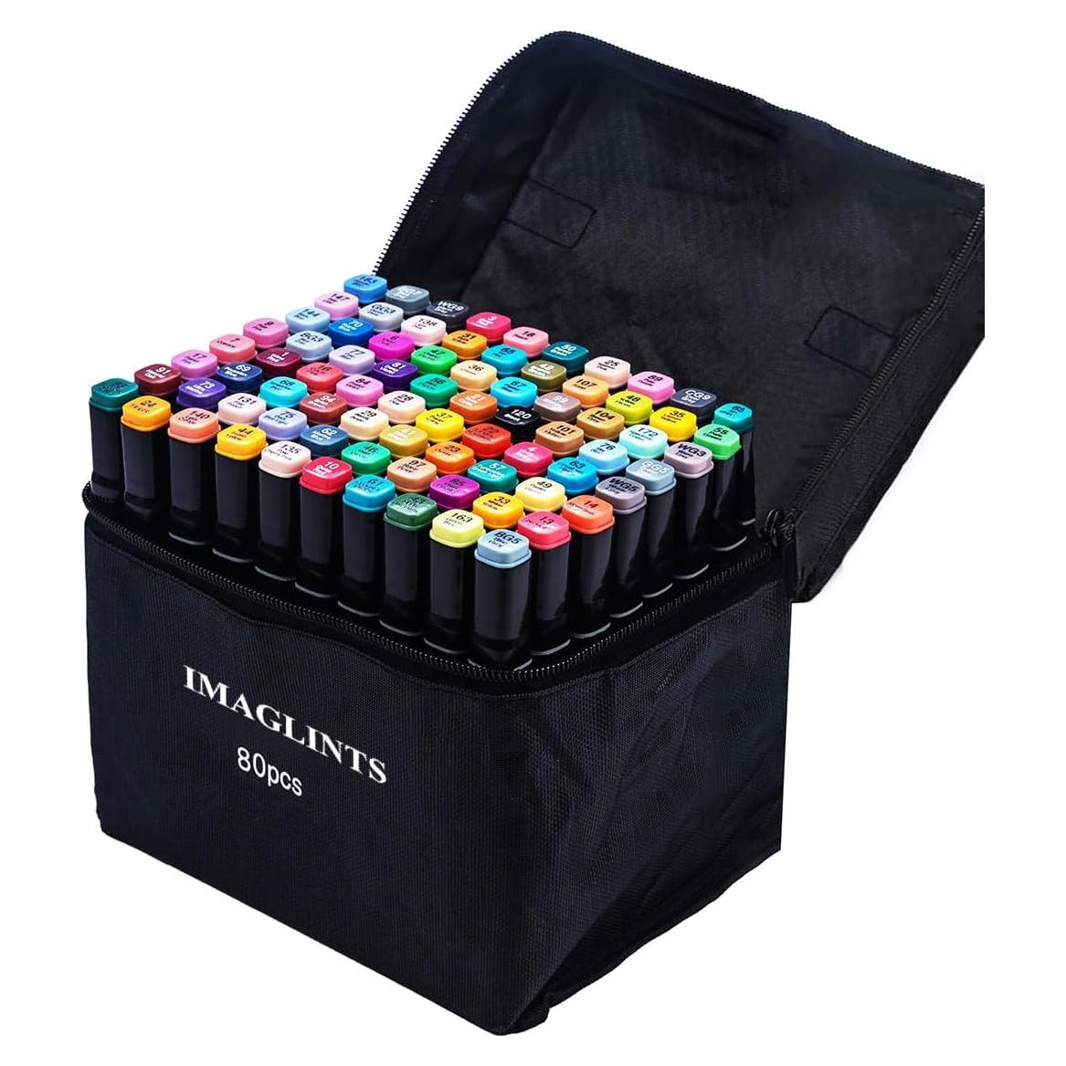 Marcadores de Alcohol IMAGLINTS 80 Colores Doble Punta 1.30kg