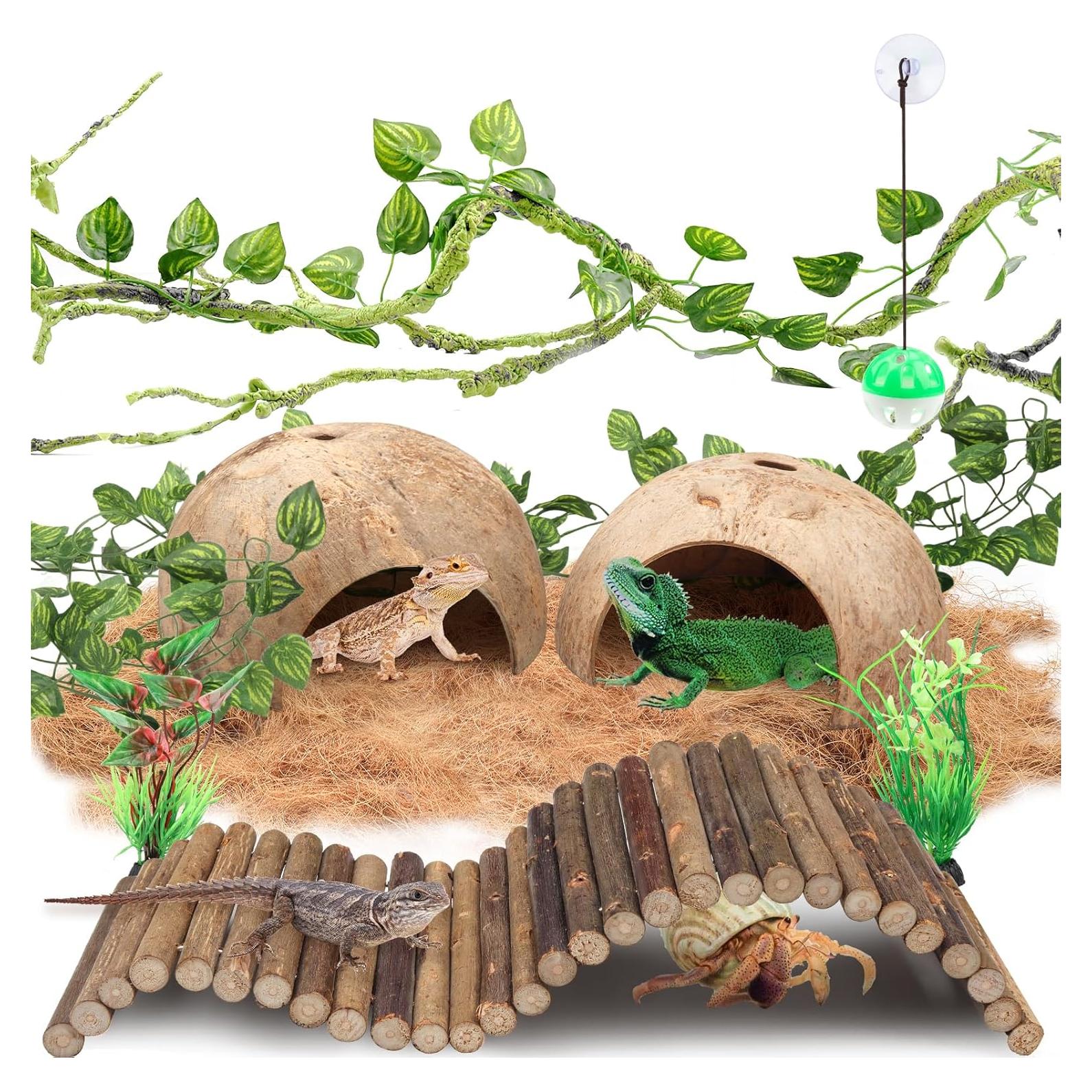 Accesorios para Terrario QUOZUO - Vides y Escondites para Reptiles