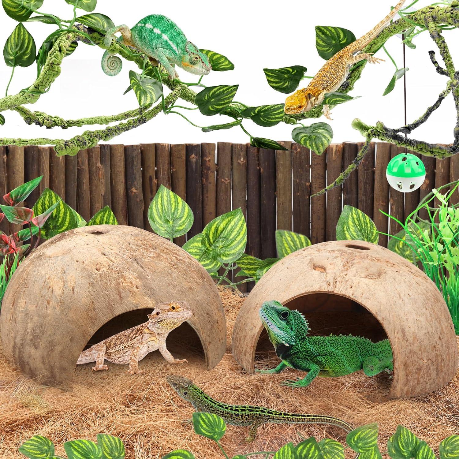 Accesorios para Terrario QUOZUO - Vides y Escondites para Reptiles