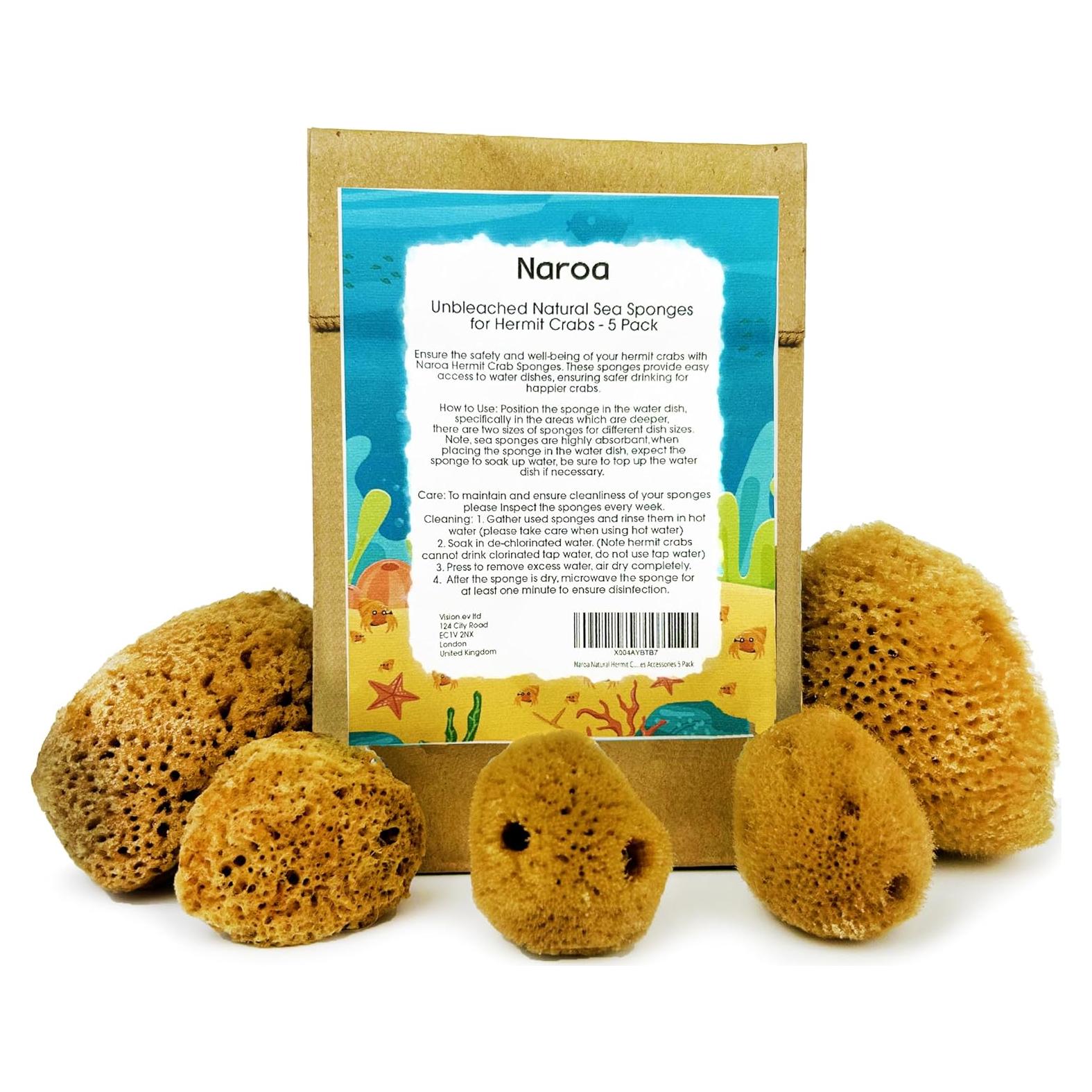 Esponjas Naturales Naroa para Cangrejos Ermitaños - 5 Unidades