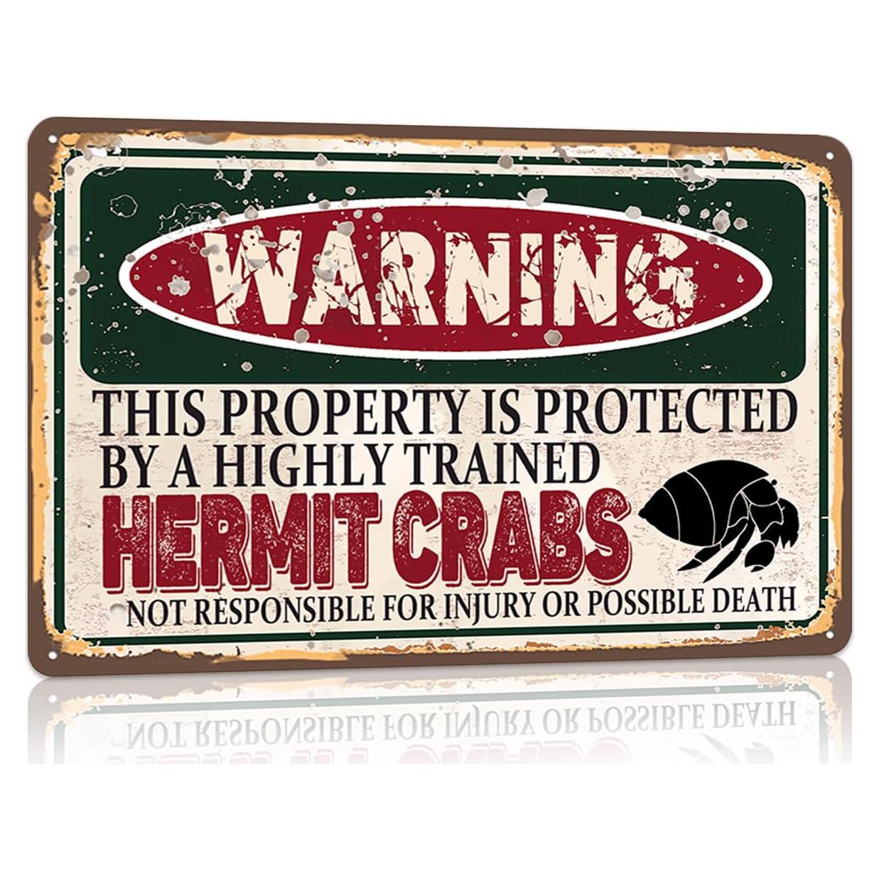 Cartel de Metal Vintage RCXsigns 30x20 cm Cangrejo Ermitaño