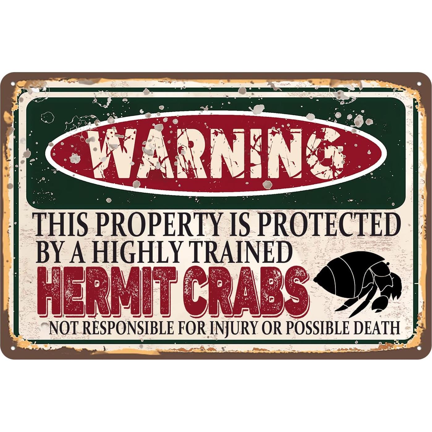 Cartel de Metal Vintage RCXsigns 30x20 cm Cangrejo Ermitaño