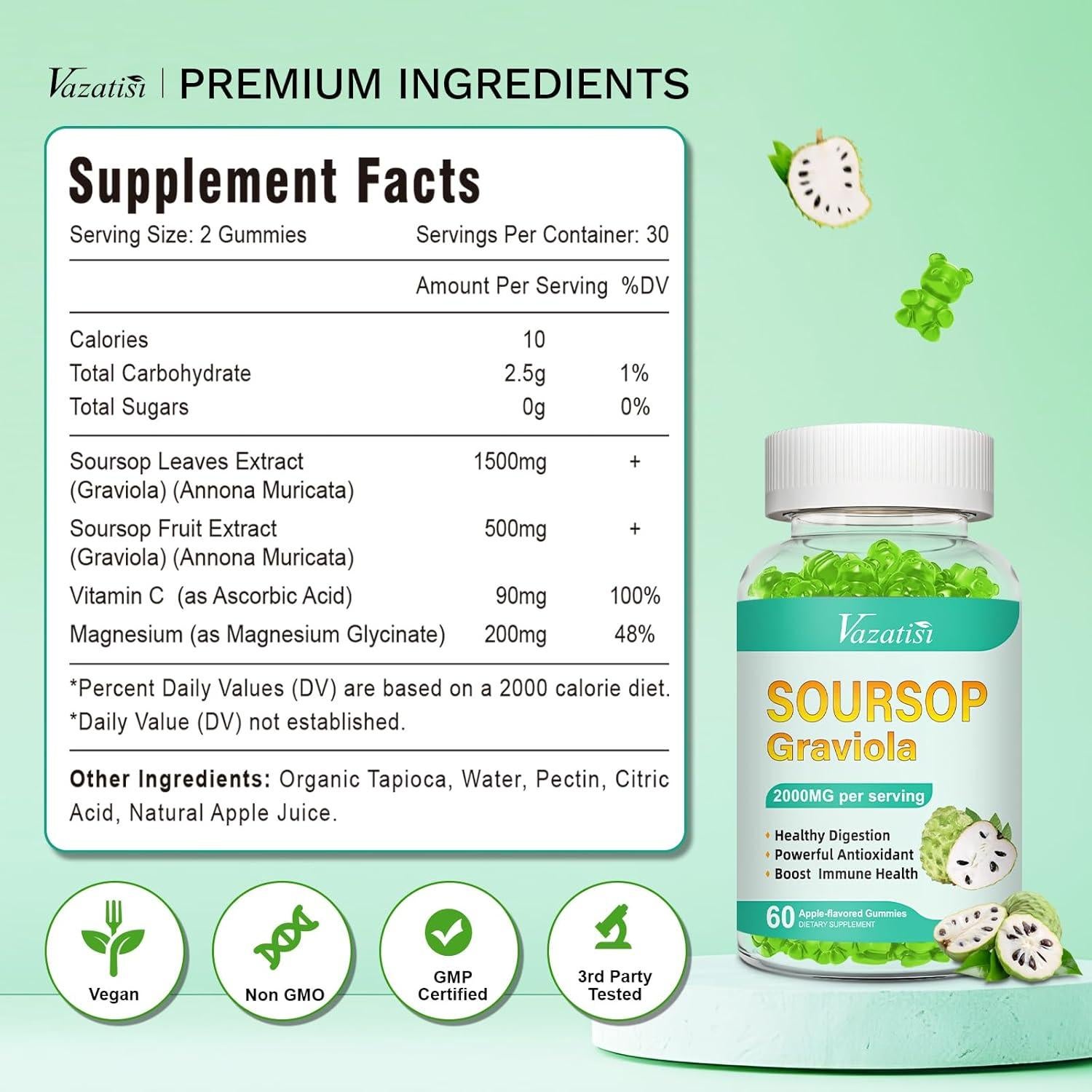 Gomitas de Graviola Vazatisi 60 Unidades Sin Azúcar Veganas