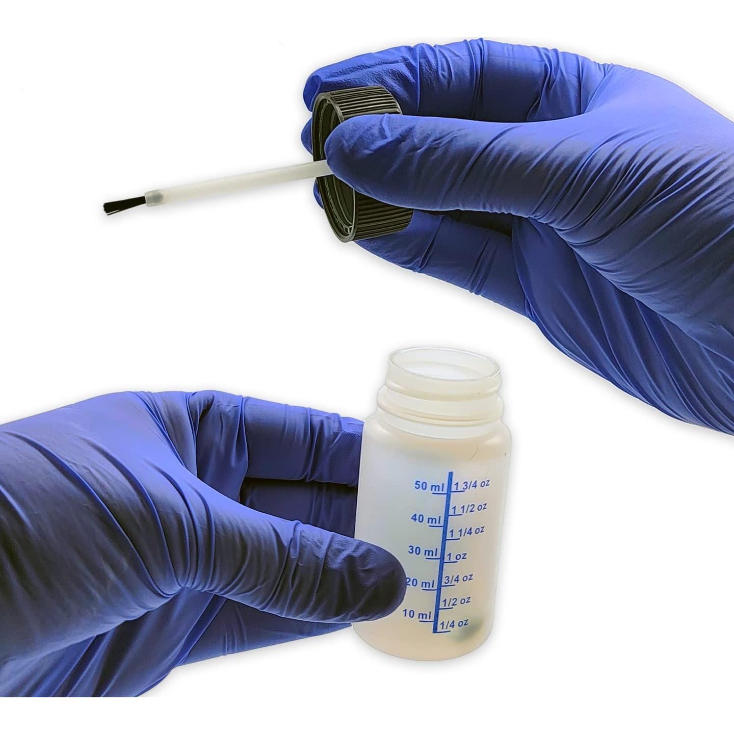 Paquete de 4 Botellas Graduadas NSI 60cc con Pincel y Tapa a Prueba de Niños