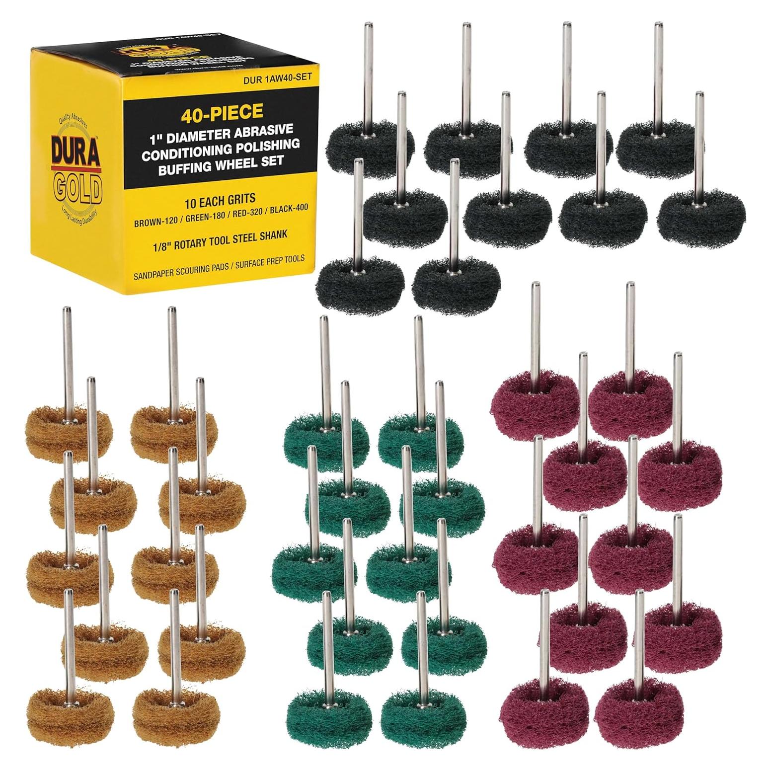 Juego de Ruedas de Pulido Dura-Gold 40 Piezas 2.54 cm Granos 120-400