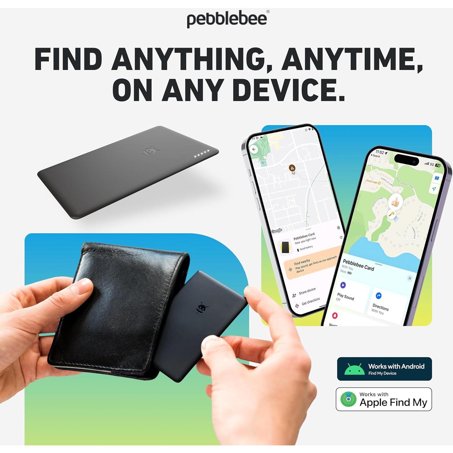 Rastreador Pebblebee Card Universal - Recargable y delgado