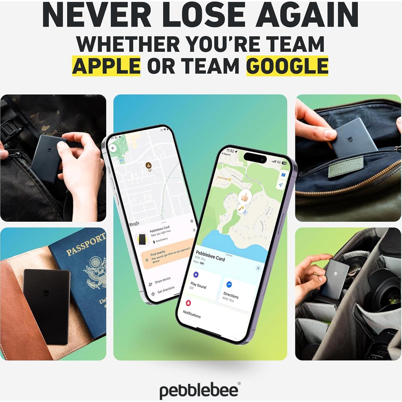 Rastreador Pebblebee Card Universal - Recargable y delgado