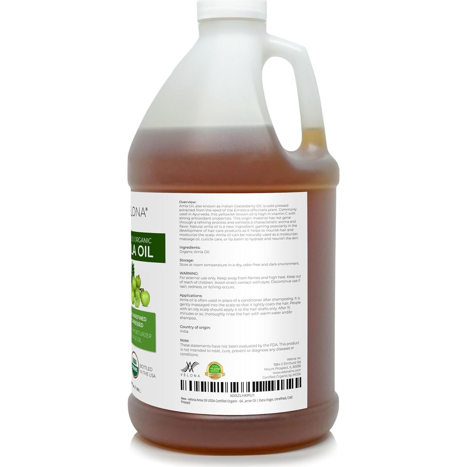 Aceite de Amla Orgánico Velona 1.81 kg - 100% Puro y Natural