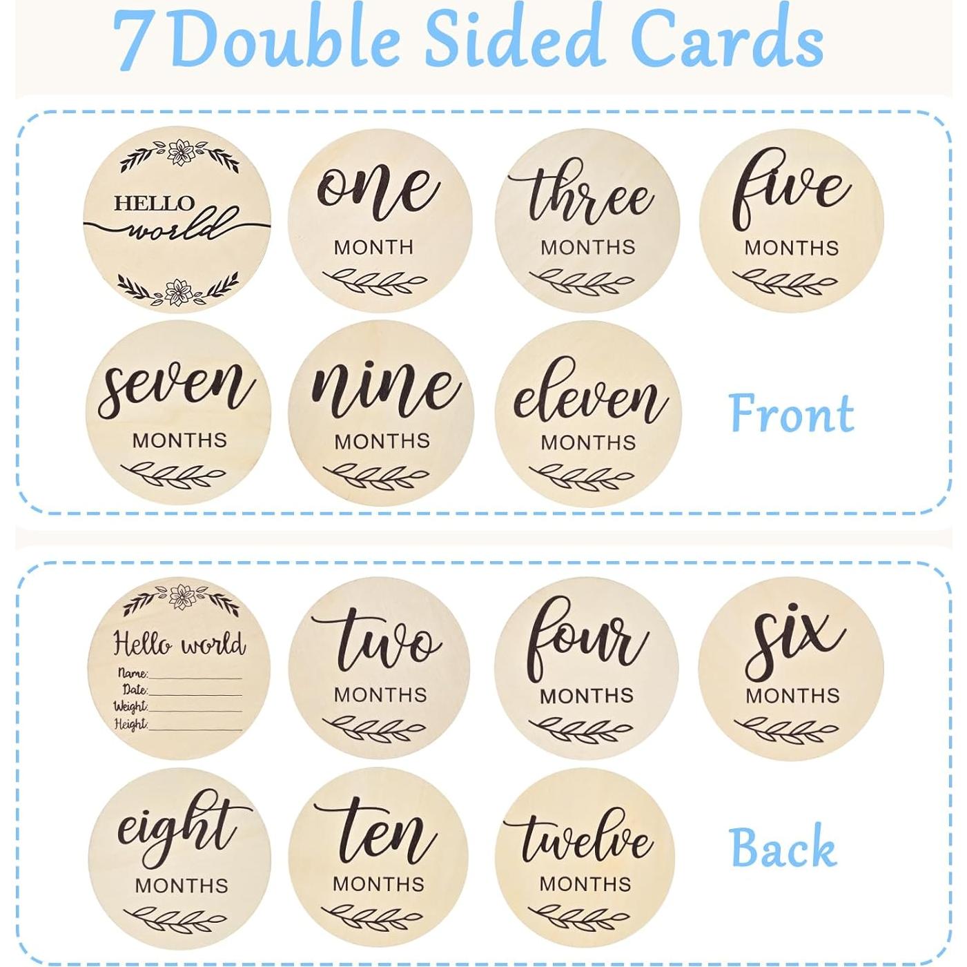 Tarjetas de Hitos Mensuales para Bebés Xyndrella - Madera Clara