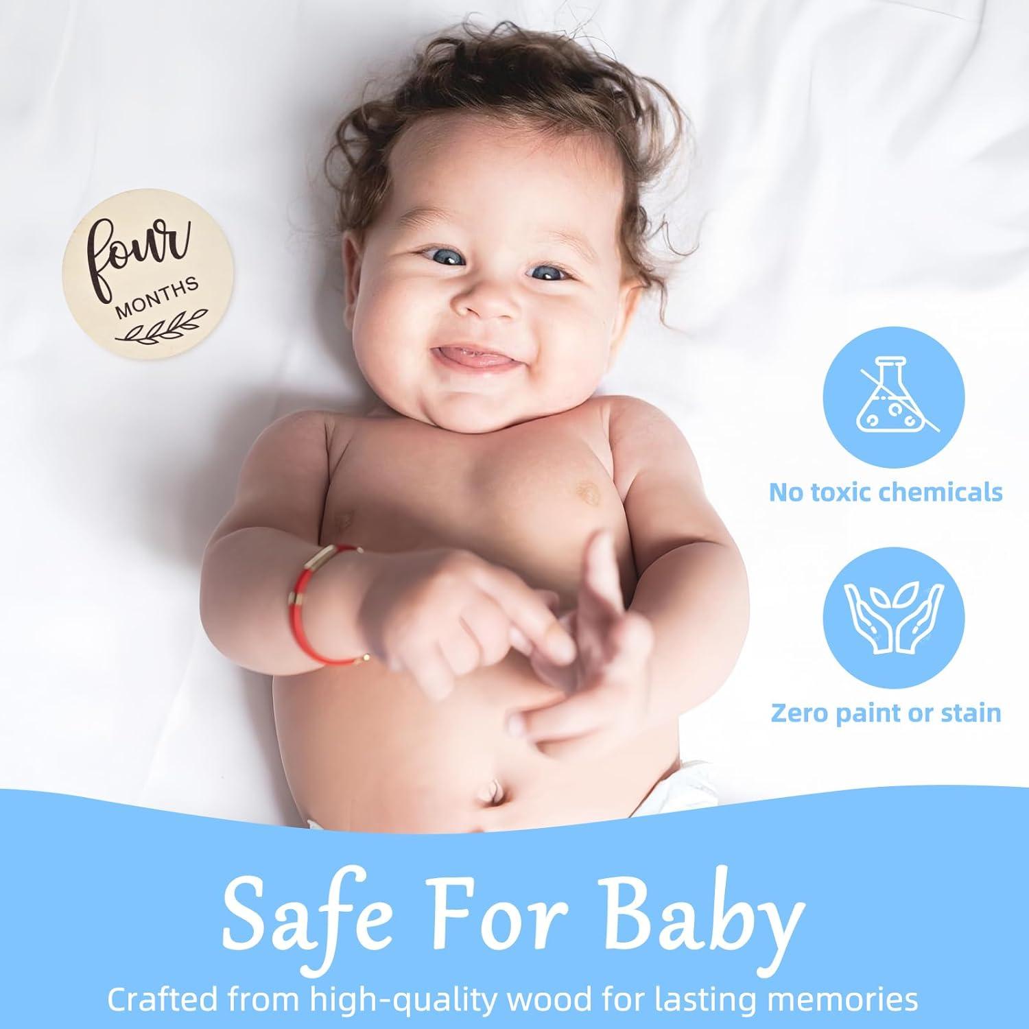 Tarjetas de Hitos Mensuales para Bebés Xyndrella - Madera Clara