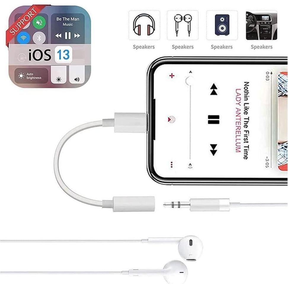 [Apple MFi Certified] 2 Pack for iPhone 3.5mm Headphones Adapter, Lightning to 3.5 mm Headphone/Earphone Jack Converter Audio Aux Dongle Compatible with iPhone 14 13 12 11 Pro XR XS Max X 8 7.