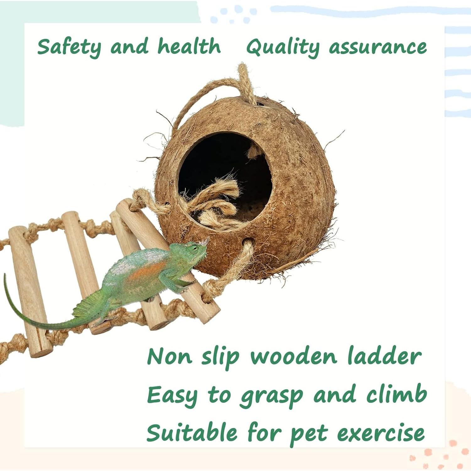 Refugio de Coco Natural Hamiledyi para Gecko y Reptiles