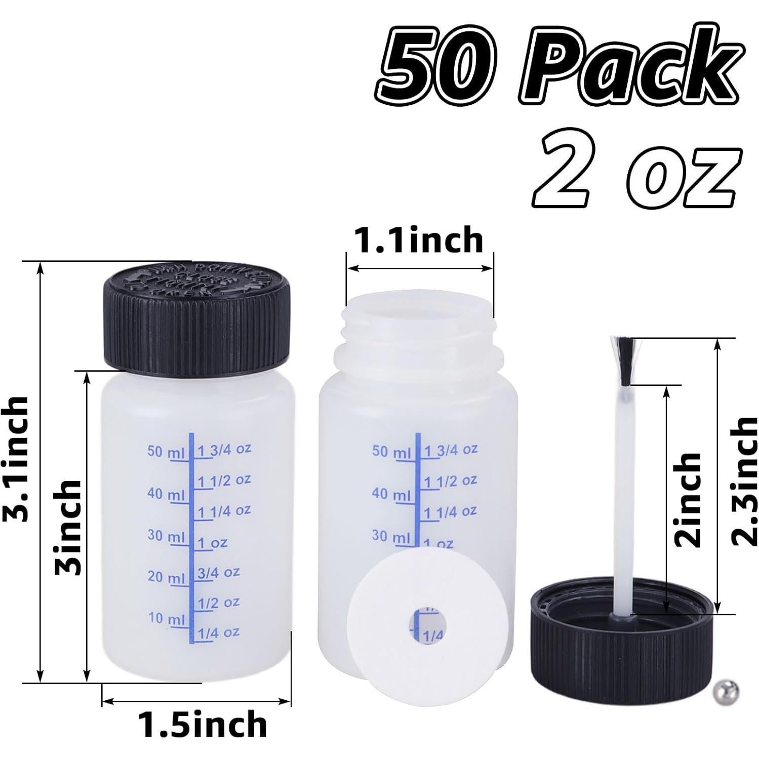 CYEAH 50 Botellas de Pintura de 60 ml con Pincel y Tapa Segura