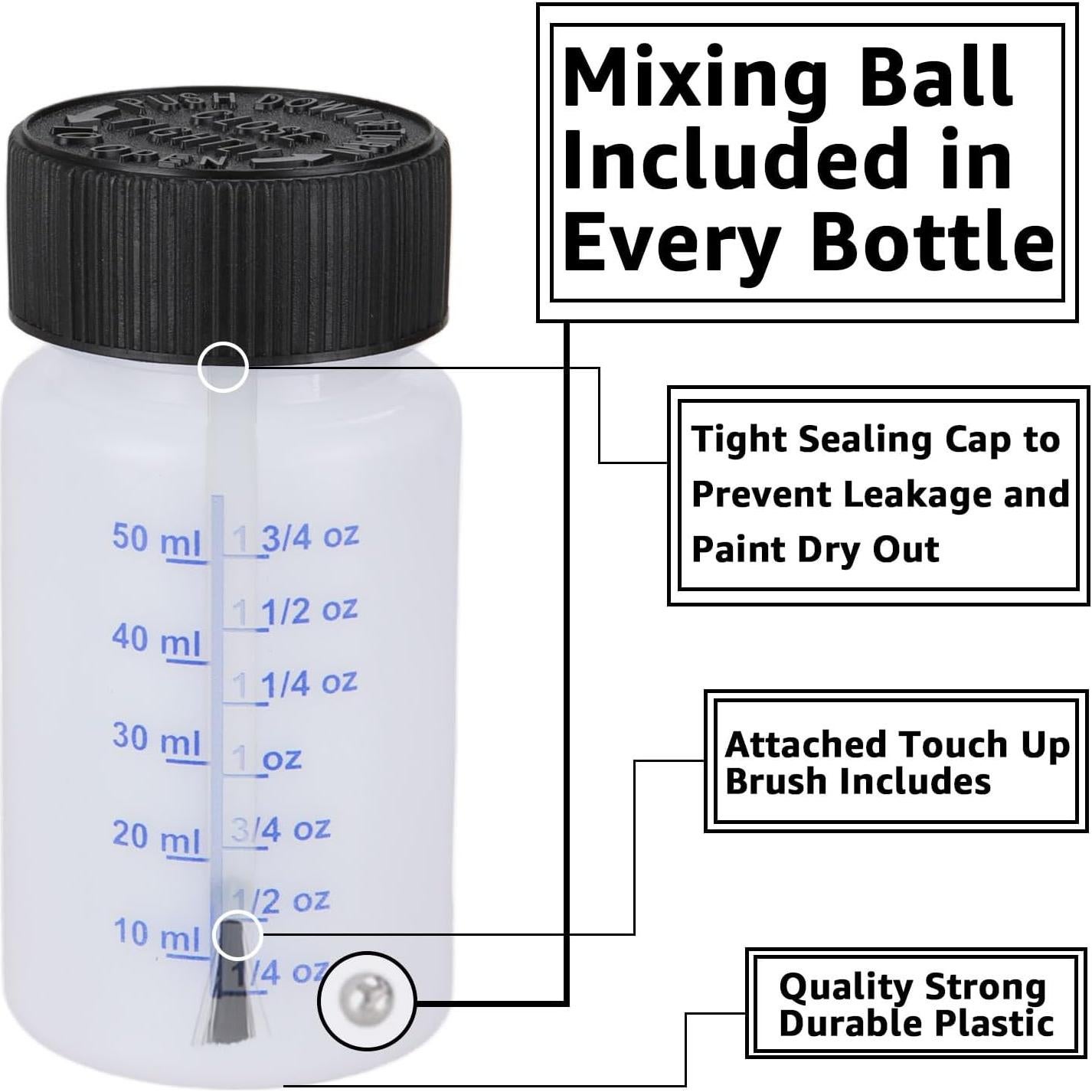 CYEAH 50 Botellas de Pintura de 60 ml con Pincel y Tapa Segura