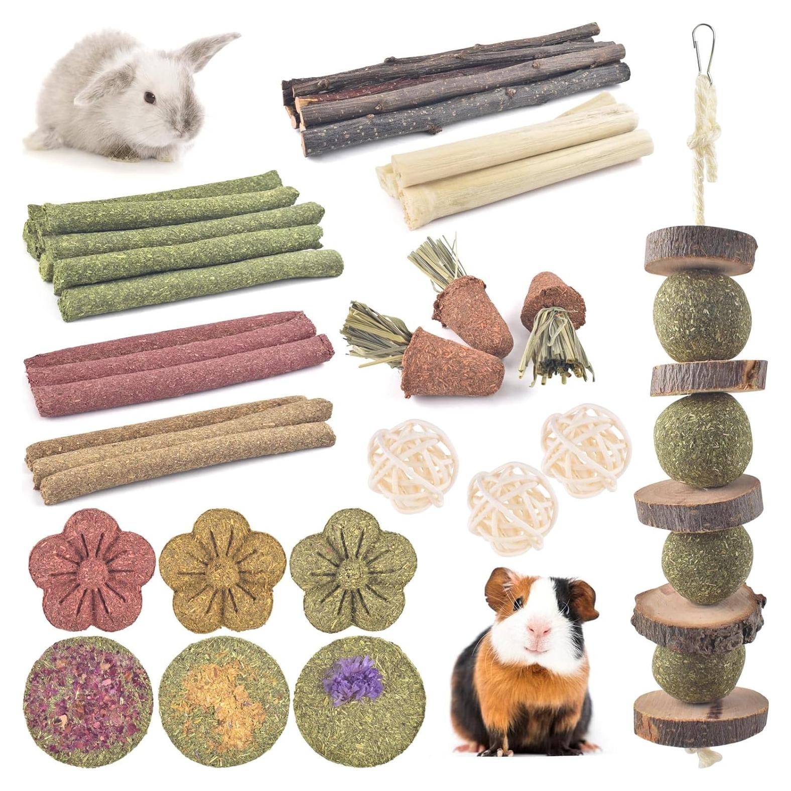 Juguetes de Masticar para Conejos ERKOON 42 PCS Cuidado Dental