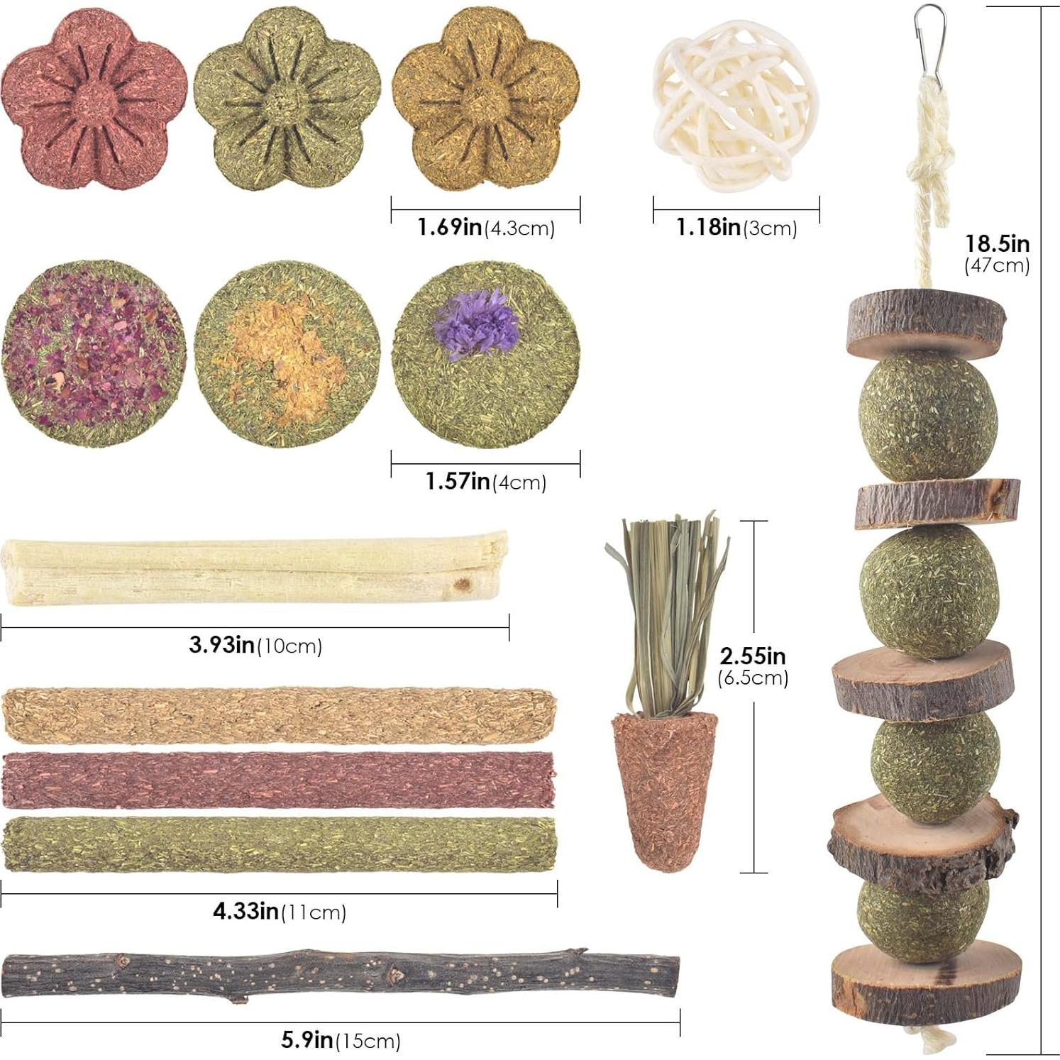 Juguetes de Masticar para Conejos ERKOON 42 PCS Cuidado Dental