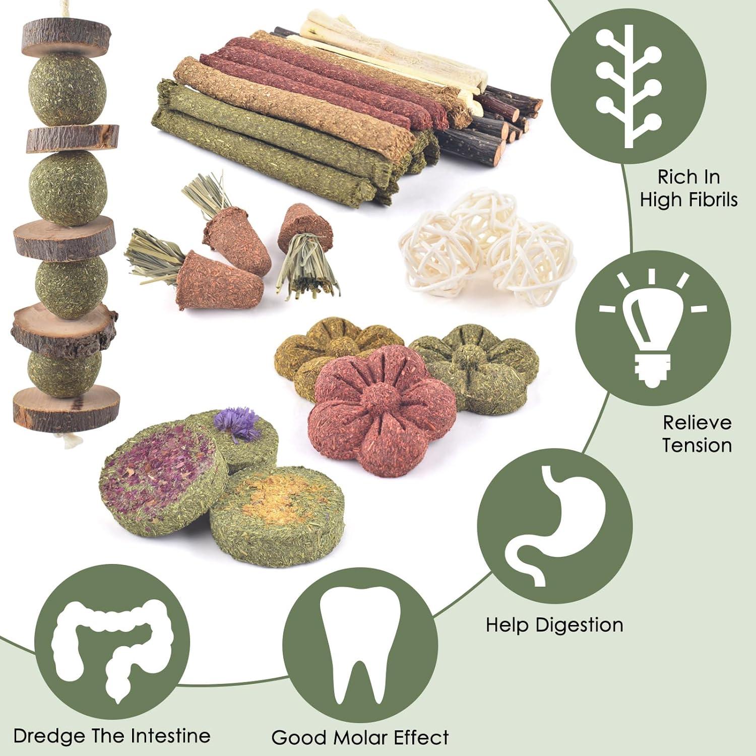 Juguetes de Masticar para Conejos ERKOON 42 PCS Cuidado Dental