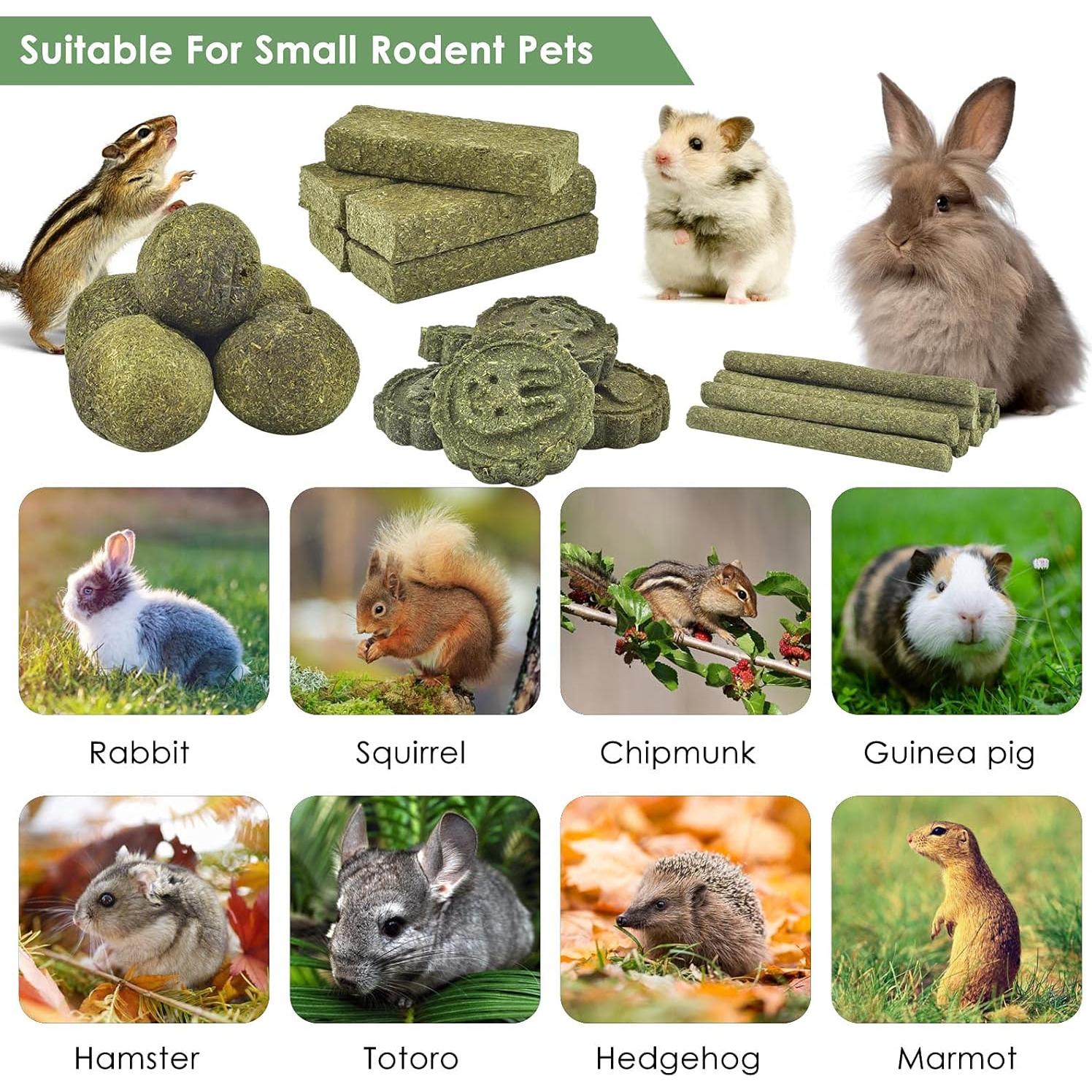 Juguetes de Masticar para Conejos ERKOON 25 Piezas Heno Timothy