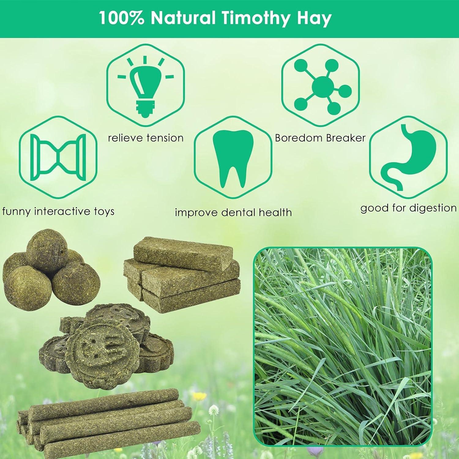 Juguetes de Masticar para Conejos ERKOON 25 Piezas Heno Timothy