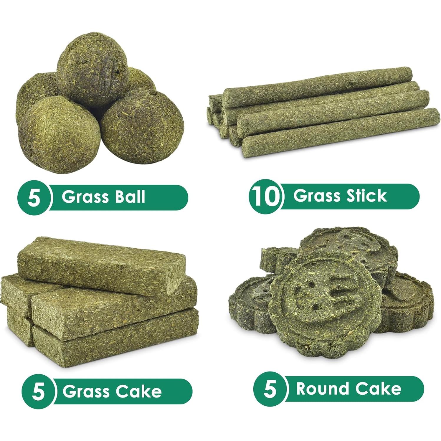 Juguetes de Masticar para Conejos ERKOON 25 Piezas Heno Timothy