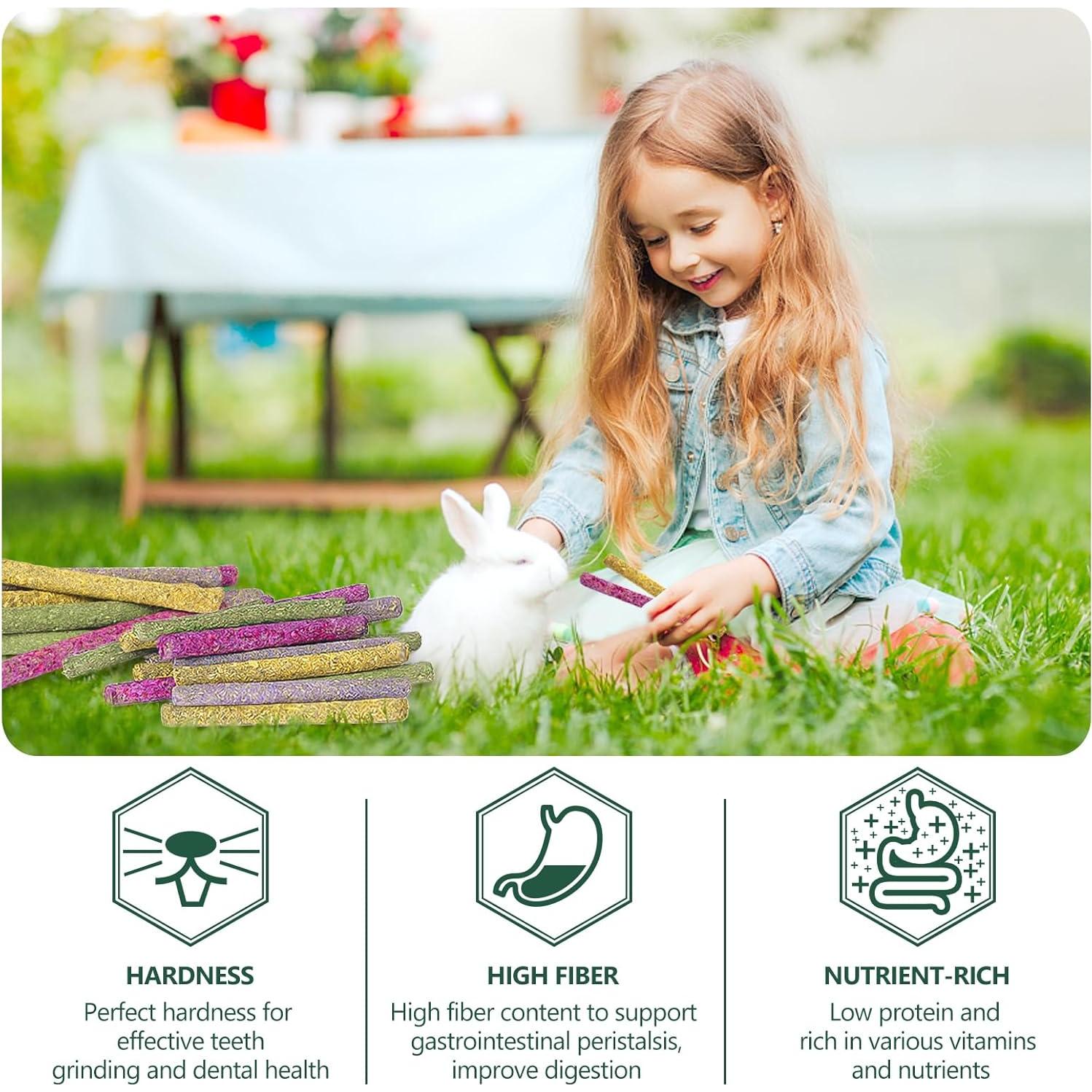 40 Palitos de Masticar para Conejos YIXUND - Heno de Timothy y Flores