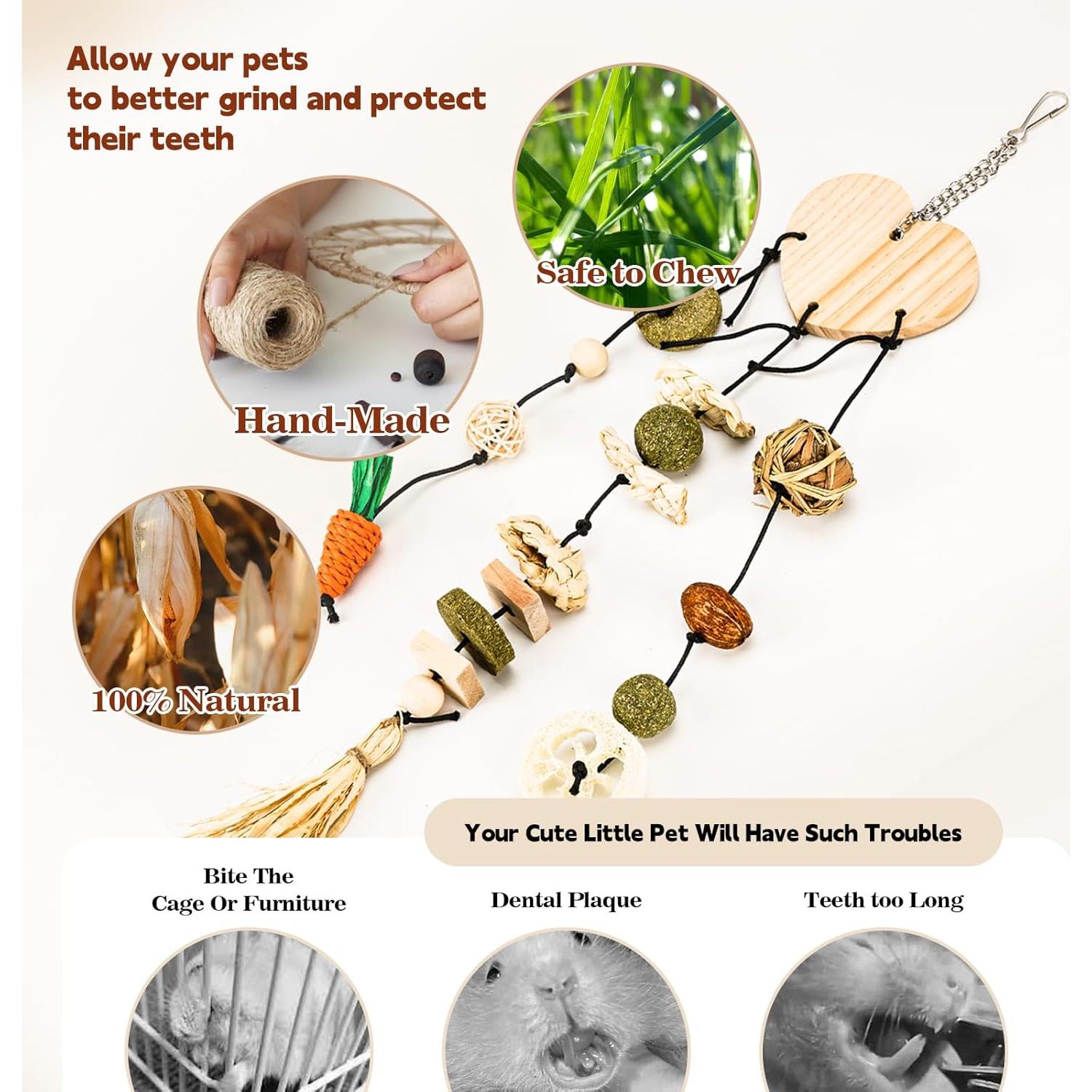Juguetes de Masticar para Conejos Tifanso - 3 Cuerdas Naturales