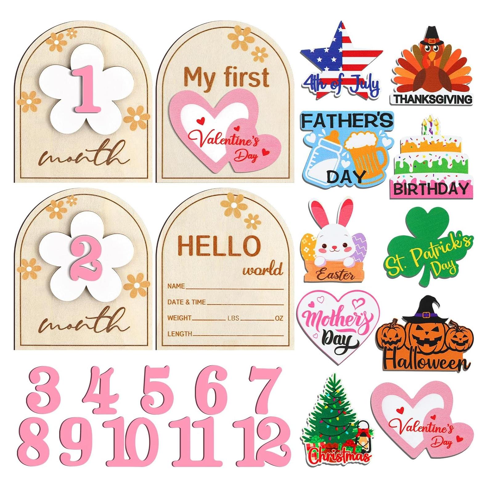 23 Piezas Tarjetas de Hitos Mensuales para Bebés Vercraft