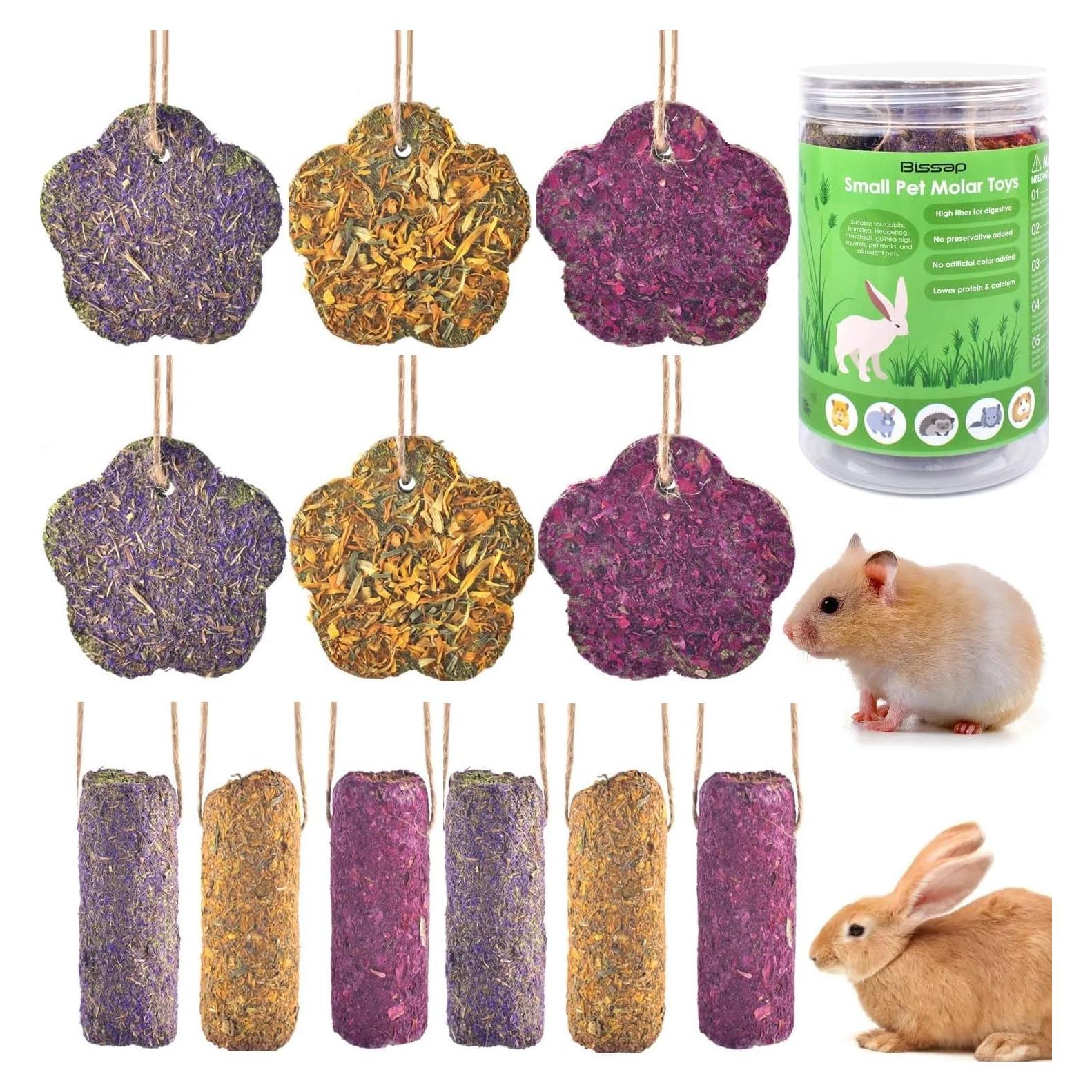 Bissap 12PCS Palitos Masticar Conejos Heno Timothy Zanahoria Fresa