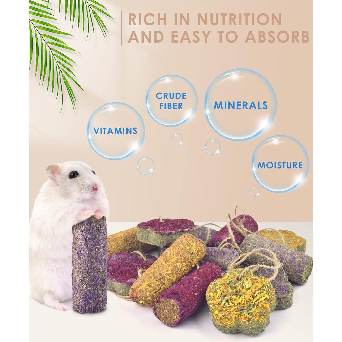 Bissap 12PCS Palitos Masticar Conejos Heno Timothy Zanahoria Fresa