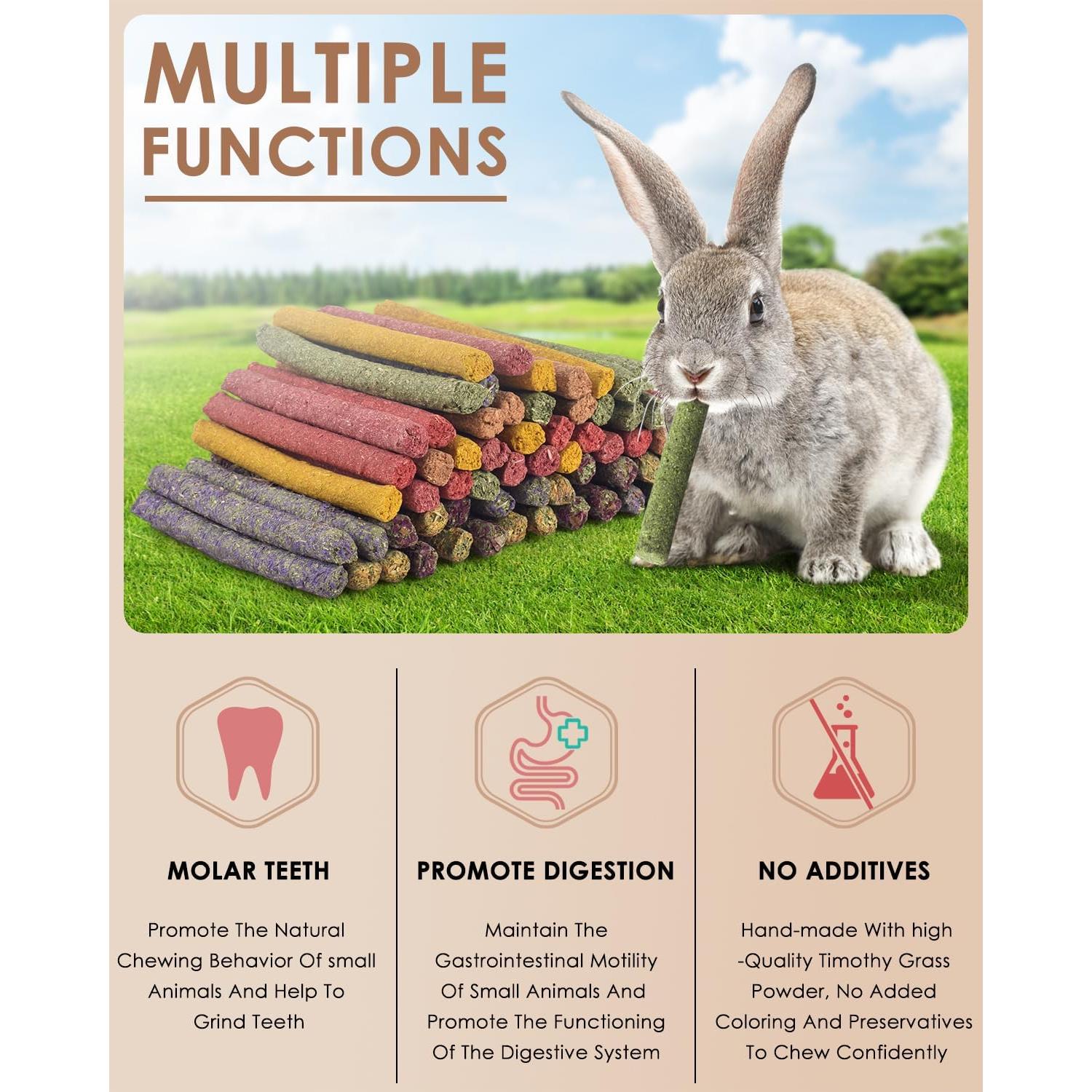 Bissap 72 PCS Snacks Masticables para Conejos y Roedores