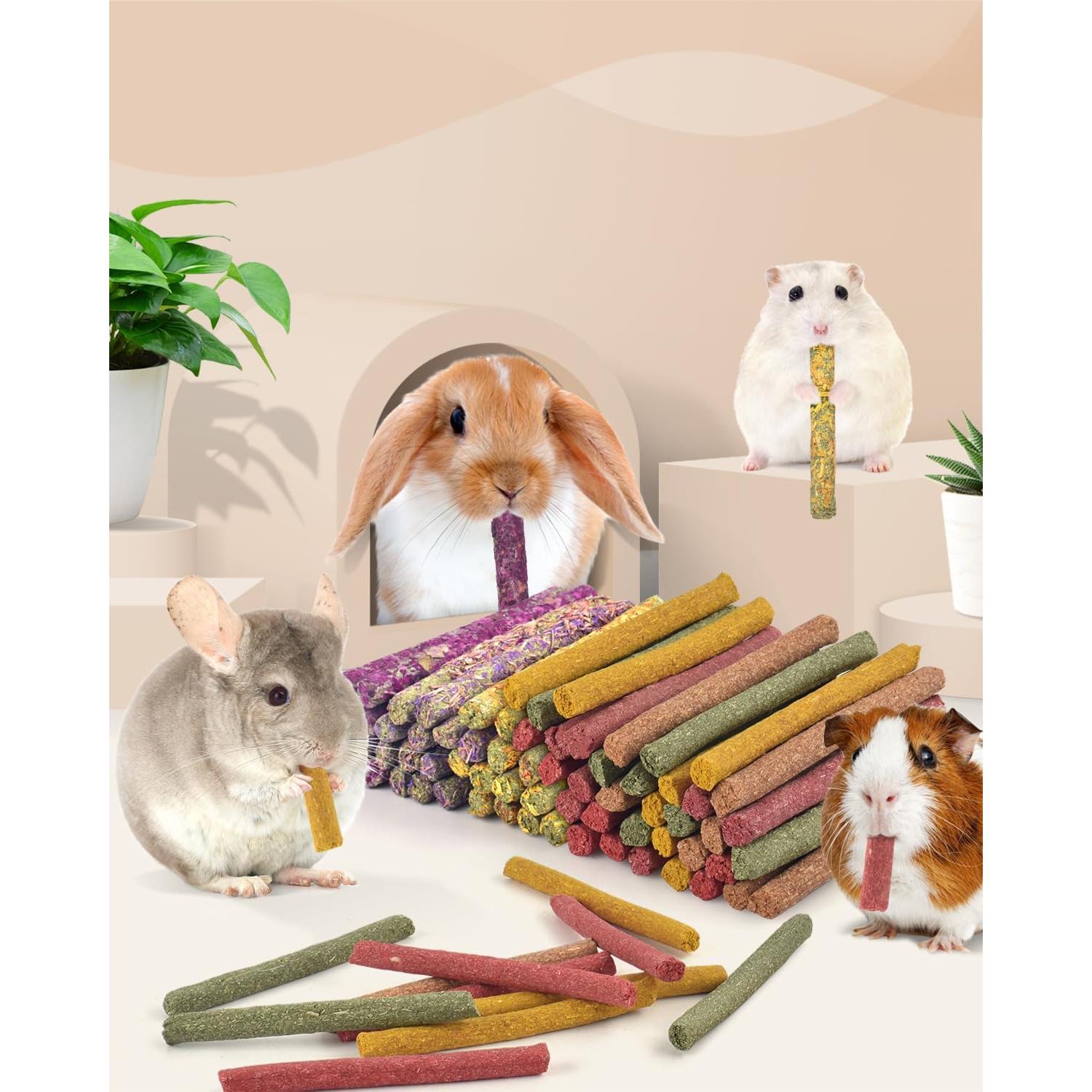 Bissap 72 PCS Snacks Masticables para Conejos y Roedores