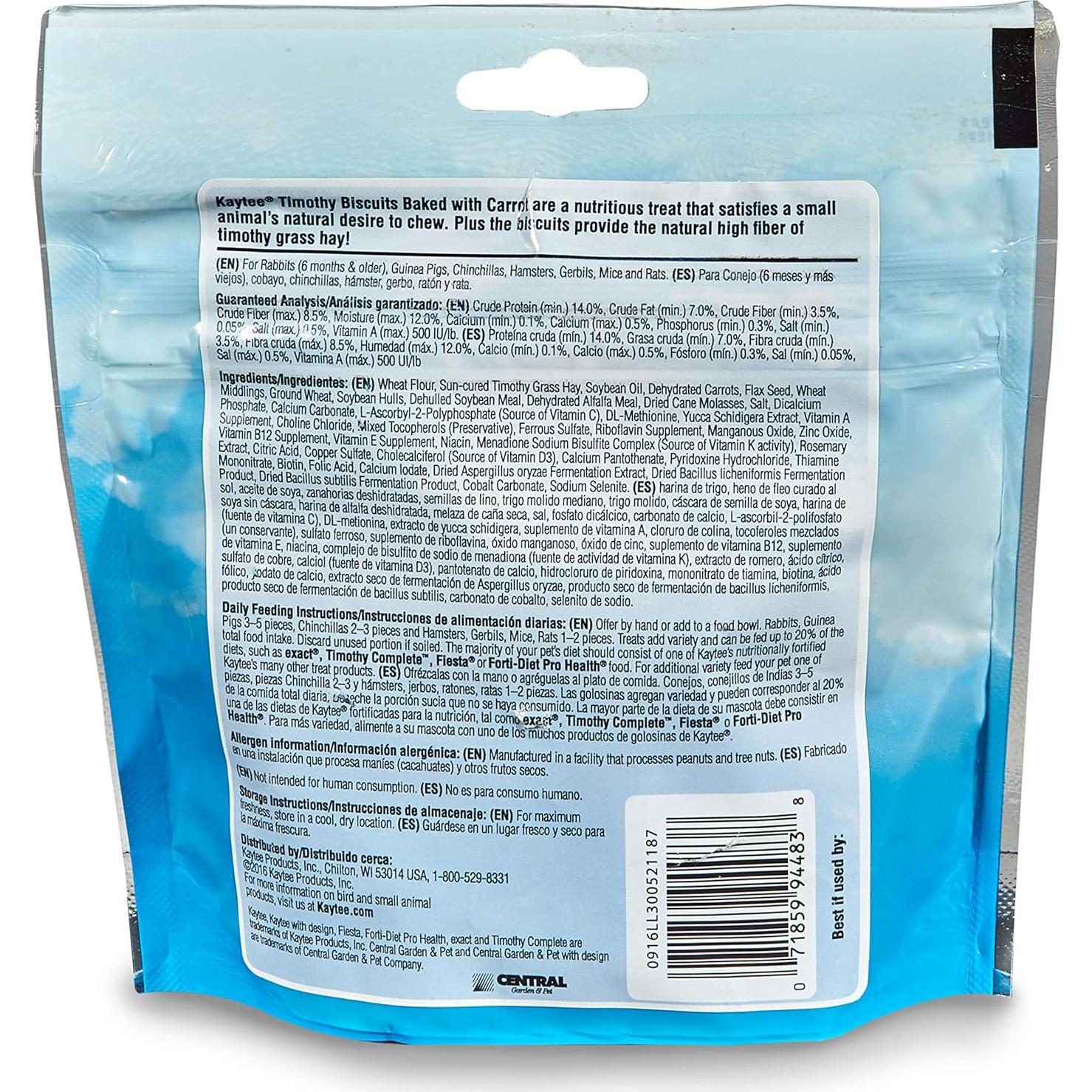 Galletas Kaytee Timothy Horneadas Zanahoria 113 g para Mascotas