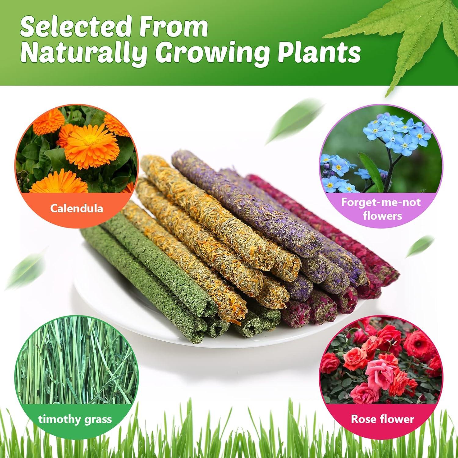 Juguetes de Masticar para Conejos PStarDMoon - 20 Palitos de Heno