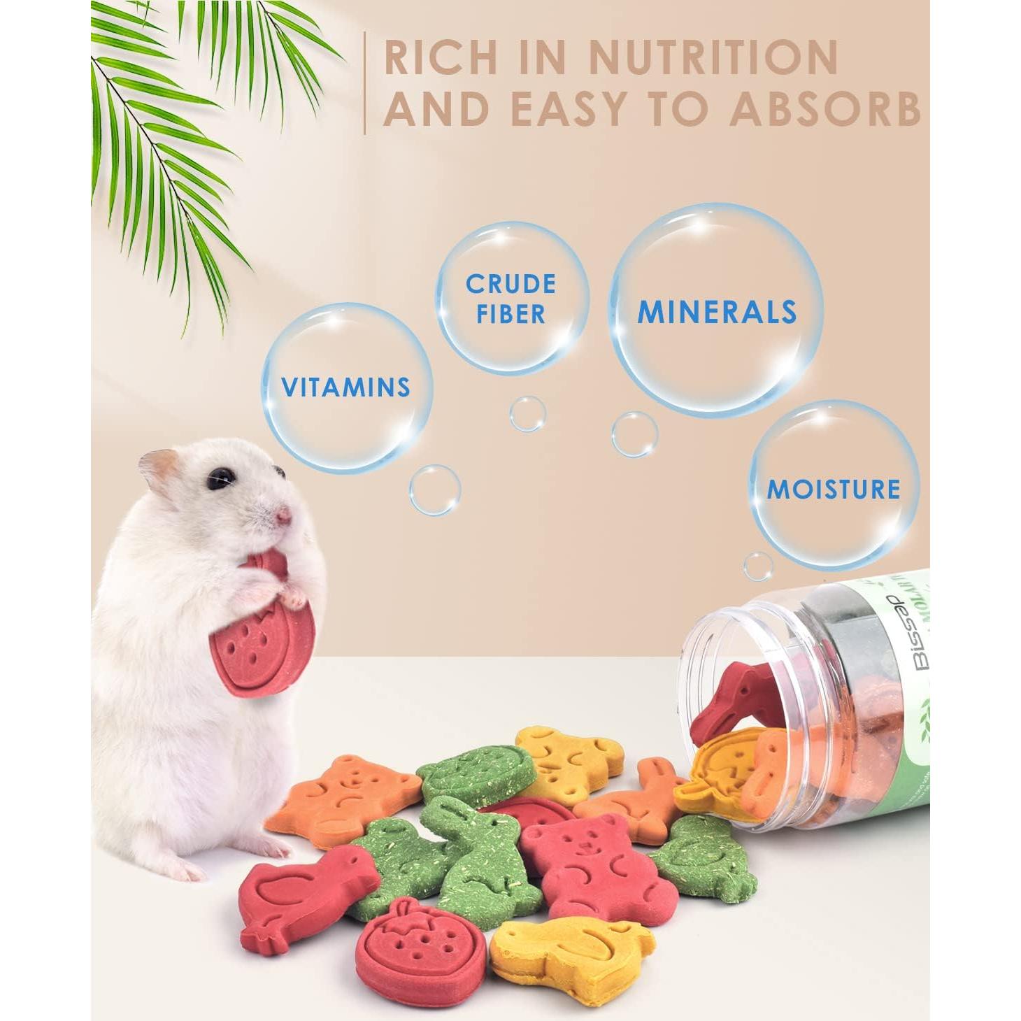 Bissap Juguetes de Masticar para Conejos 32PCS Heno Natural
