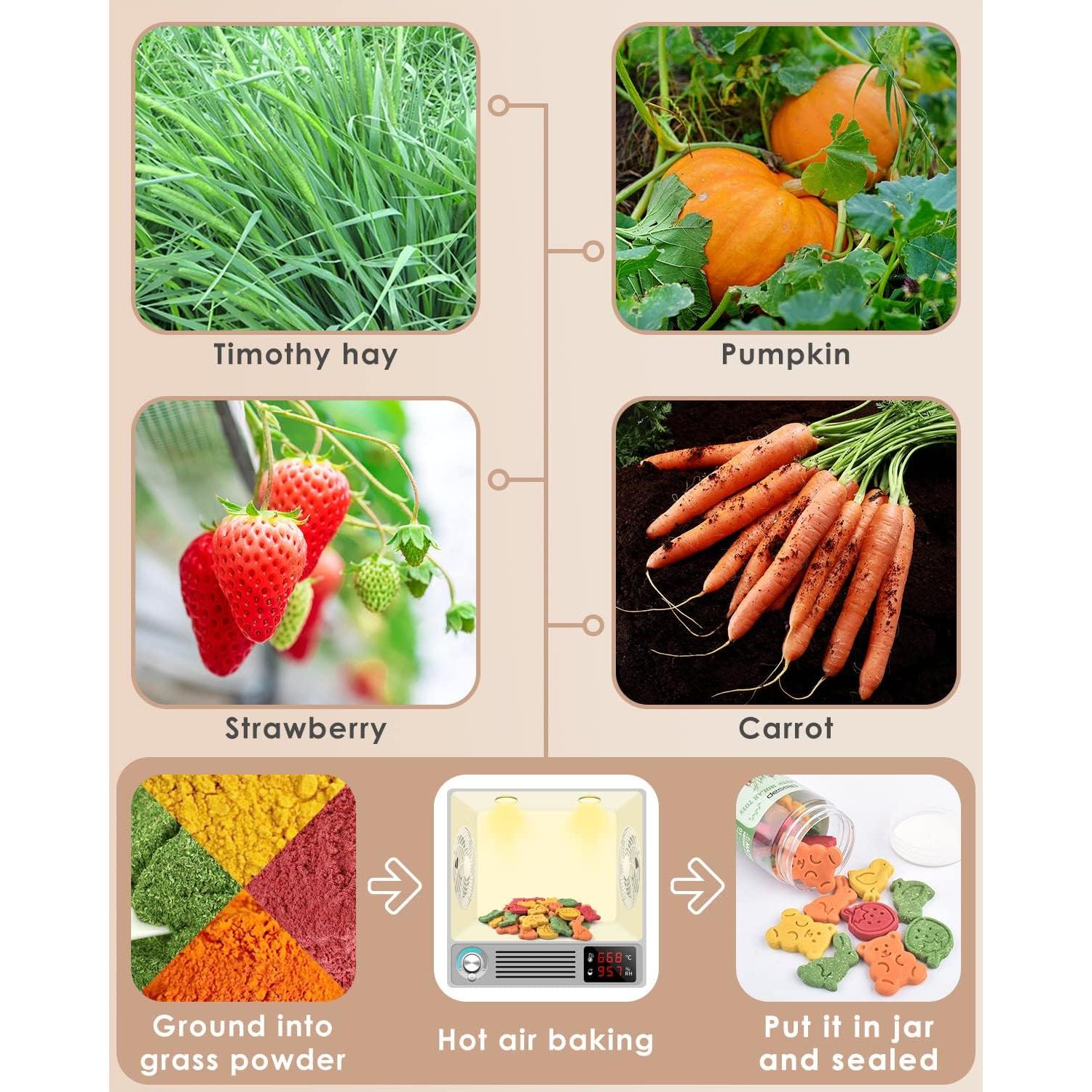 Bissap Juguetes de Masticar para Conejos 32PCS Heno Natural