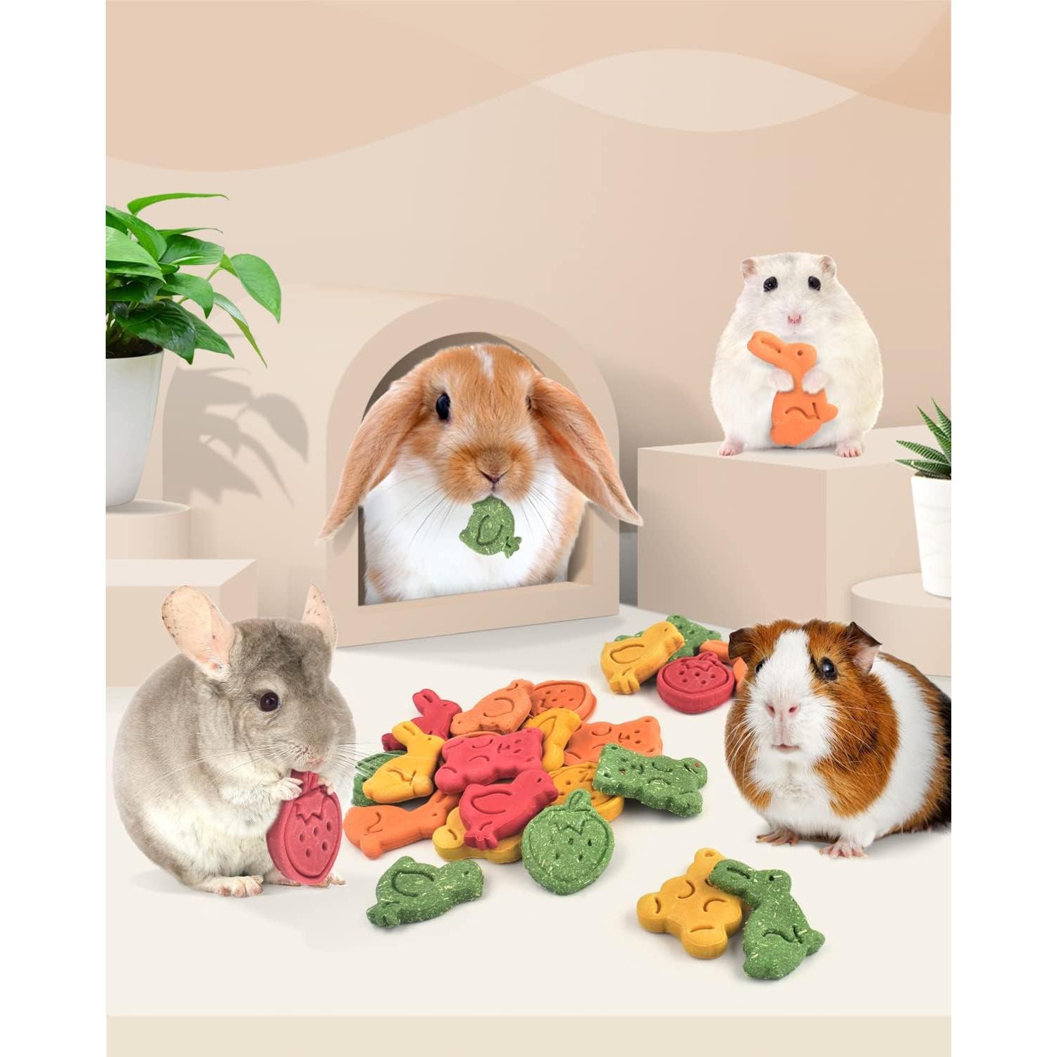 Bissap Juguetes de Masticar para Conejos 32PCS Heno Natural