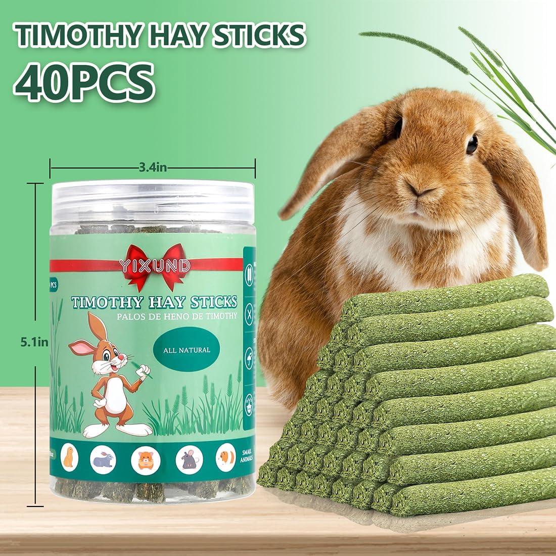 Palitos de Heno Timothy BBjinronjy 40 Pcs para Conejos y Roedores