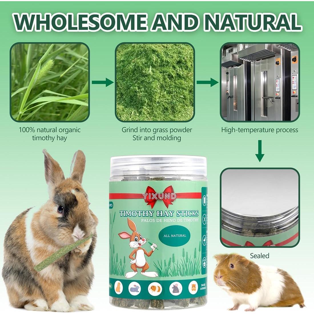 Palitos de Heno Timothy BBjinronjy 40 Pcs para Conejos y Roedores