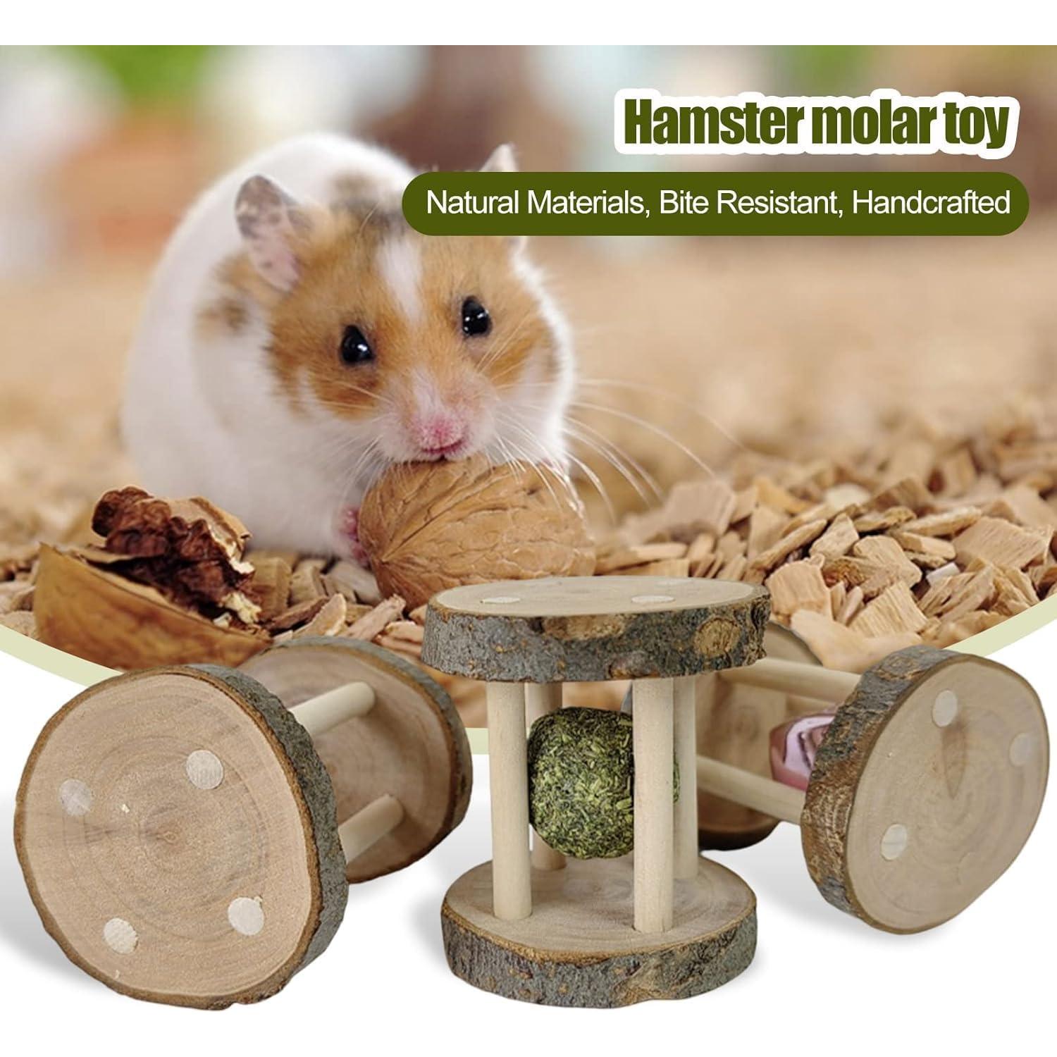 Juguete Masticable BWESOO para Hámster y Conejo - Madera Natural