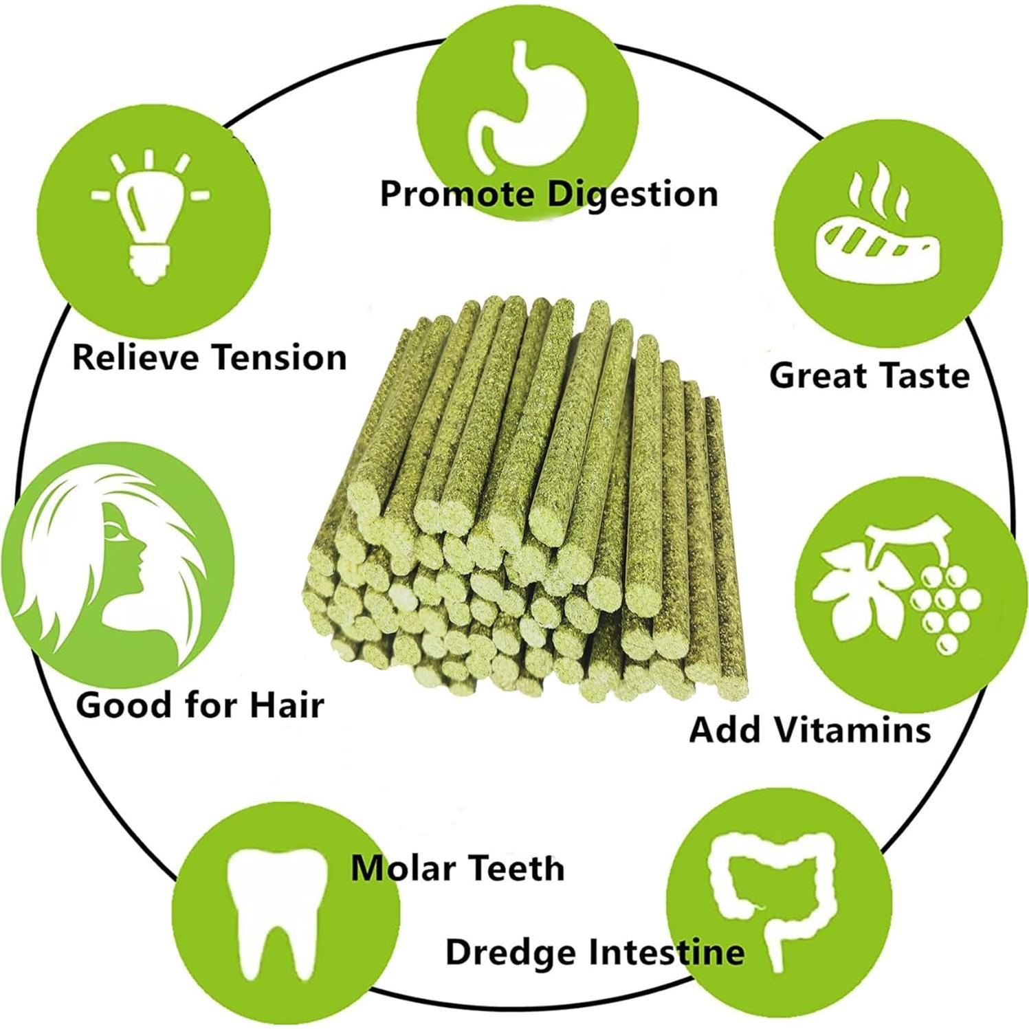 Juguetes para Conejos GREMBEB - Palitos de Heno Timothy 58PCS