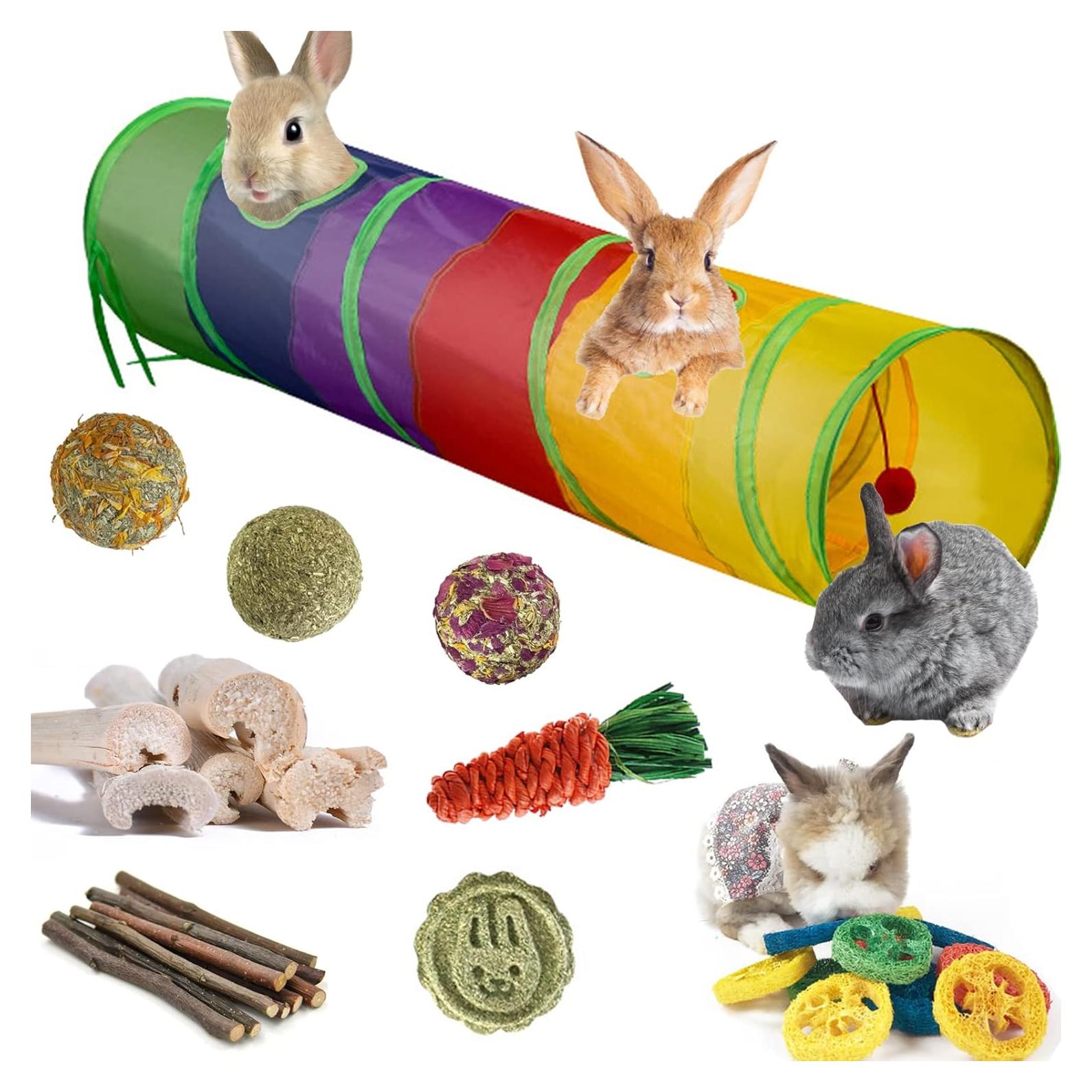 Túnel y Juguetes para Conejos Mechpia - 96.5x20.1cm