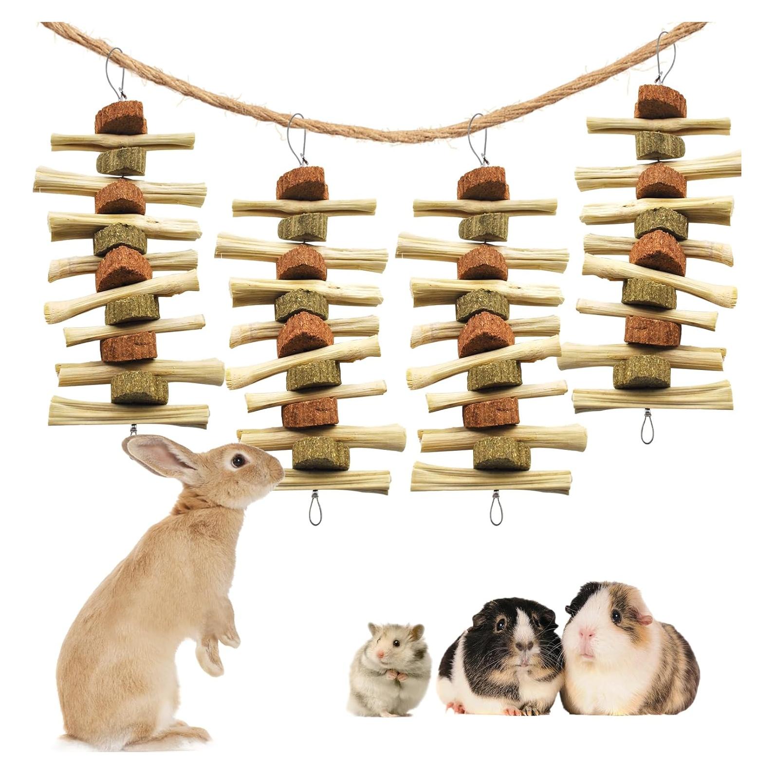 Juguetes de Masticar para Conejos Kathson - 4 Piezas Naturales