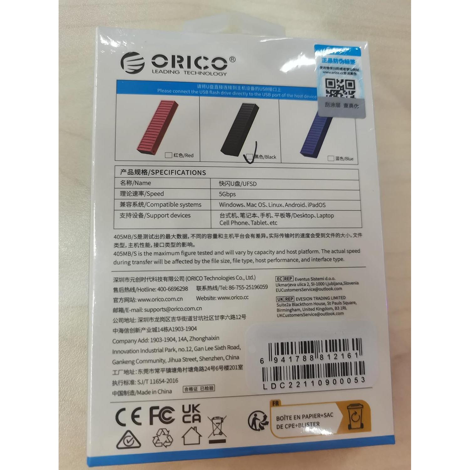 ORICO Unidad Flash USB 3.0 64GB 260MB/s con Llavero