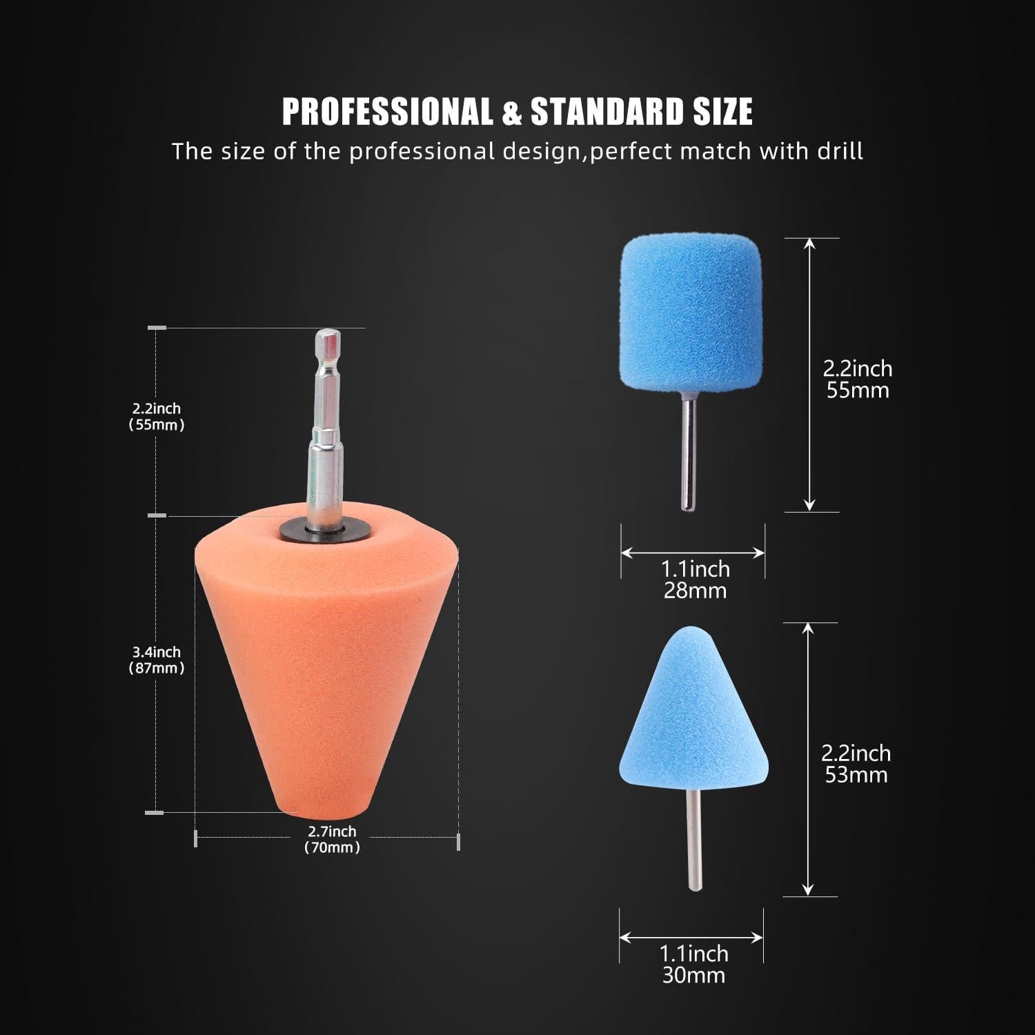 Cono de Pulido ZFE 9 PCS para Ruedas de Automóviles - Granos T80, T60, T40