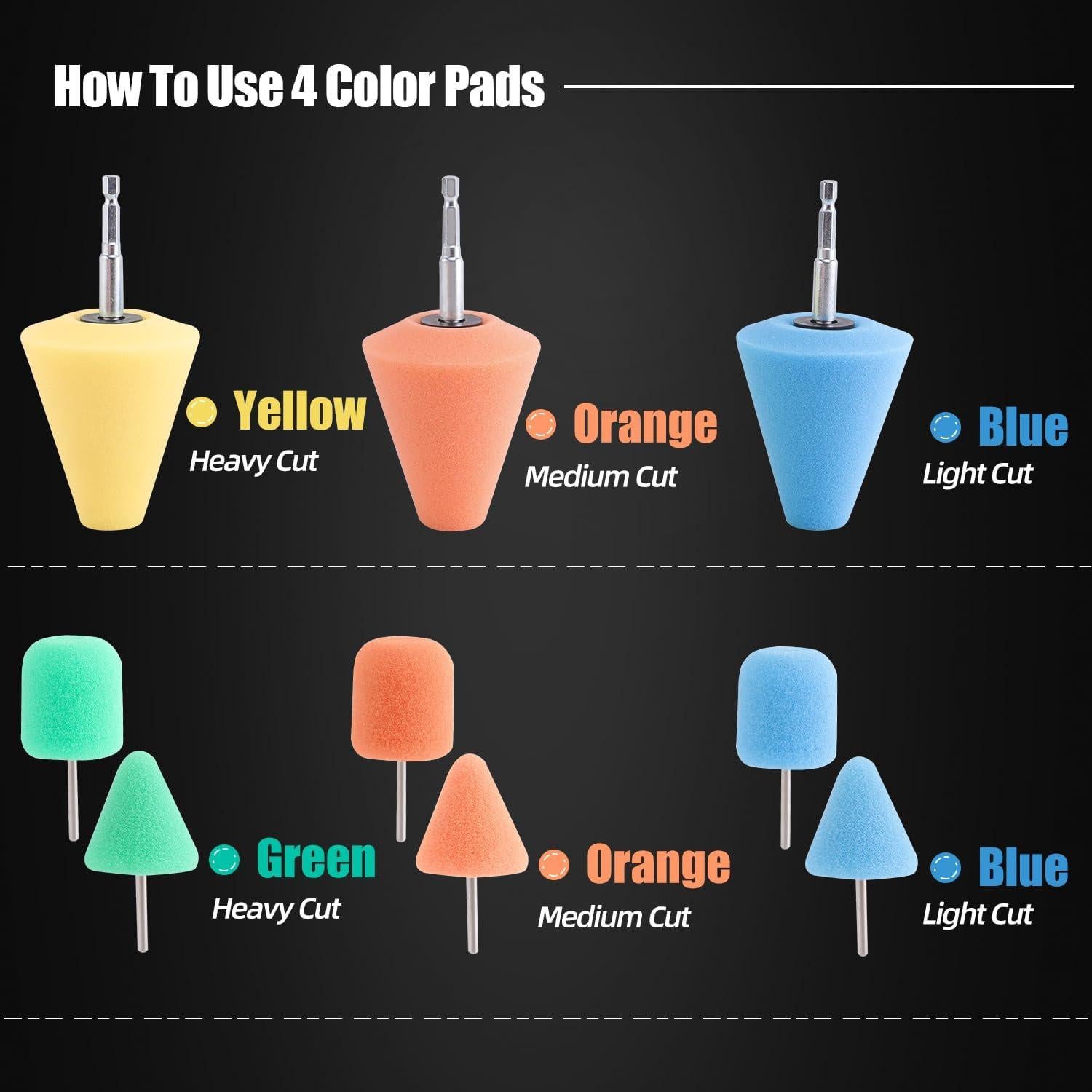 Cono de Pulido ZFE 9 PCS para Ruedas de Automóviles - Granos T80, T60, T40