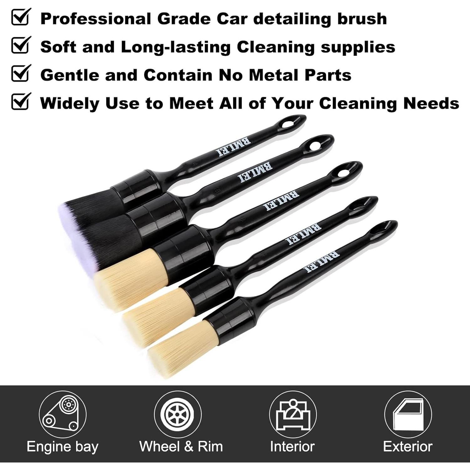 Juego de 5 Pinceles Detallado Auto BMLEI - Cerdas Jabalí