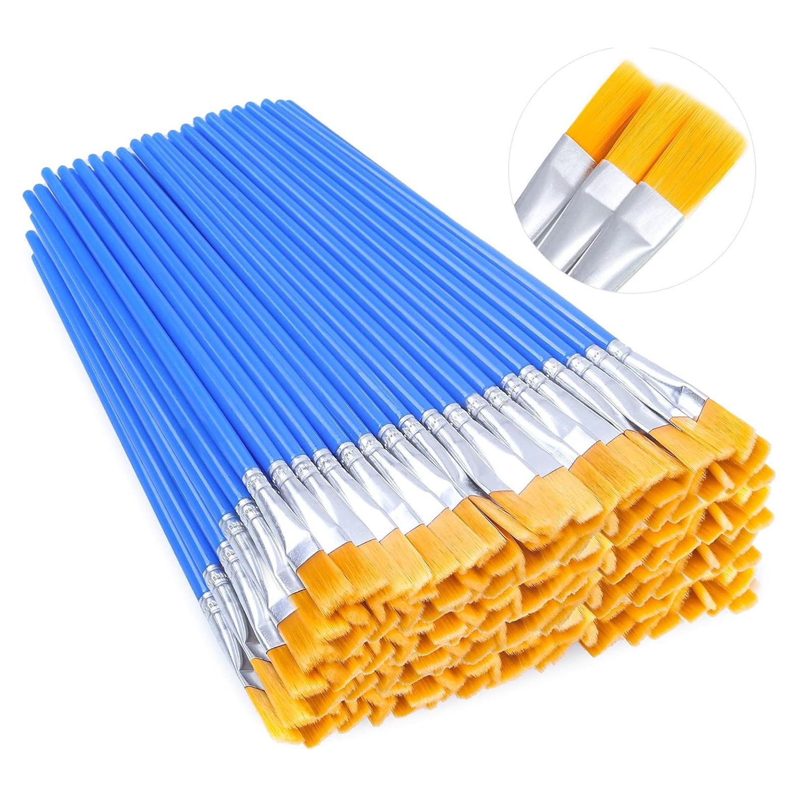 100 Pinceles Pequeños Anezus para Pintura Acrílica - Punta Plana