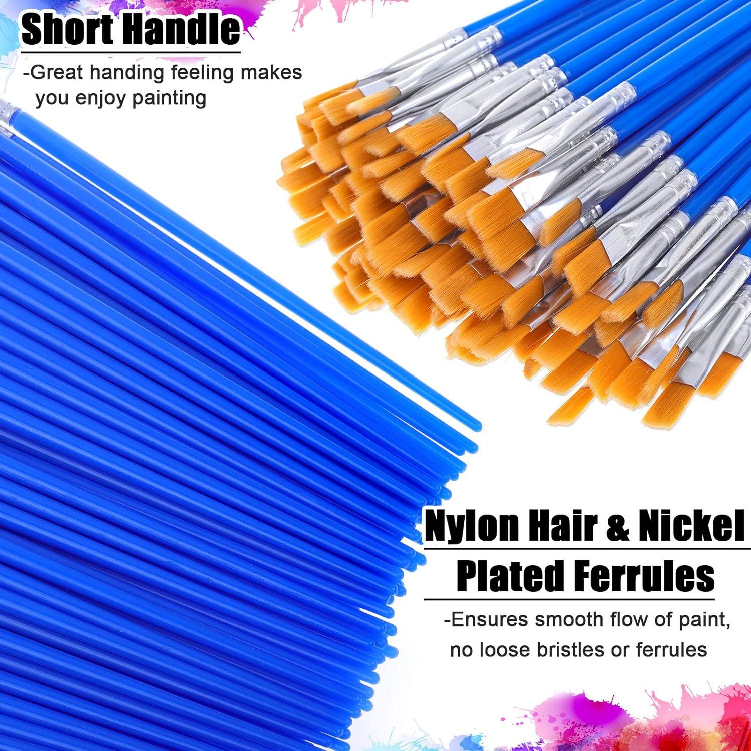 100 Pinceles Pequeños Anezus para Pintura Acrílica - Punta Plana