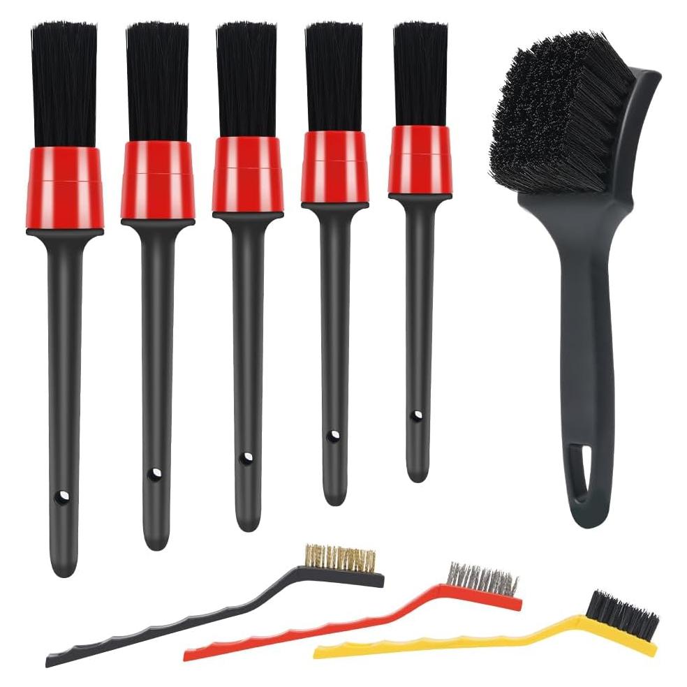 Juego de cepillos de detallado Pulwury 9 piezas para auto