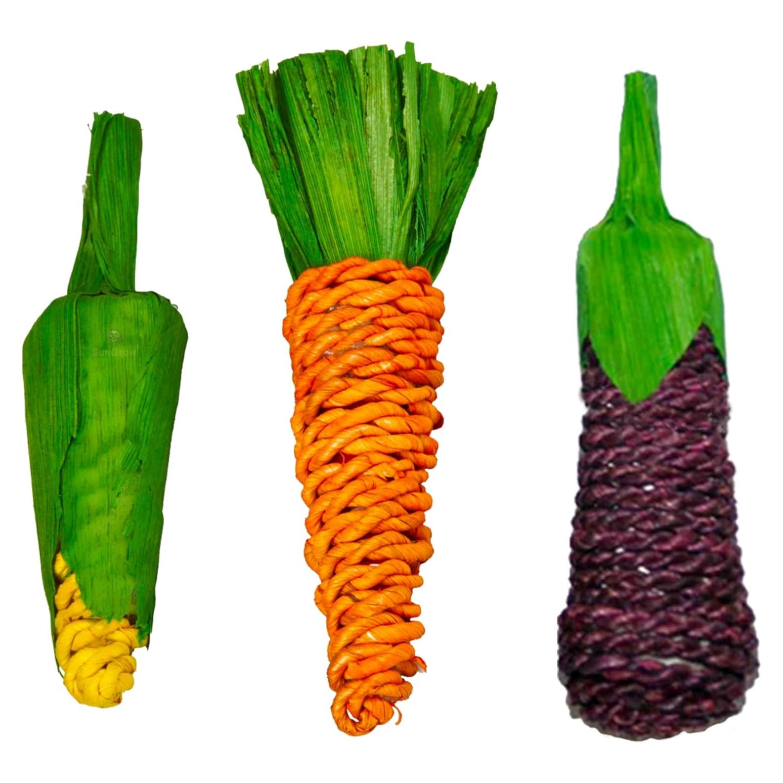 Juguetes Masticables Naturales SunGrow para Conejos - 3 Piezas